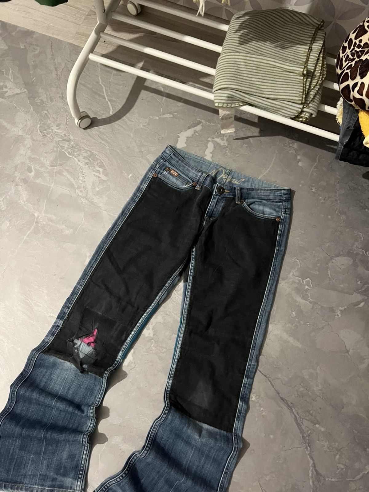Japanese Brand Archive Patchwork Flared Glamour Fit — Japanese Street Style Size US 32 / EU 48 - 3 Thumbnail