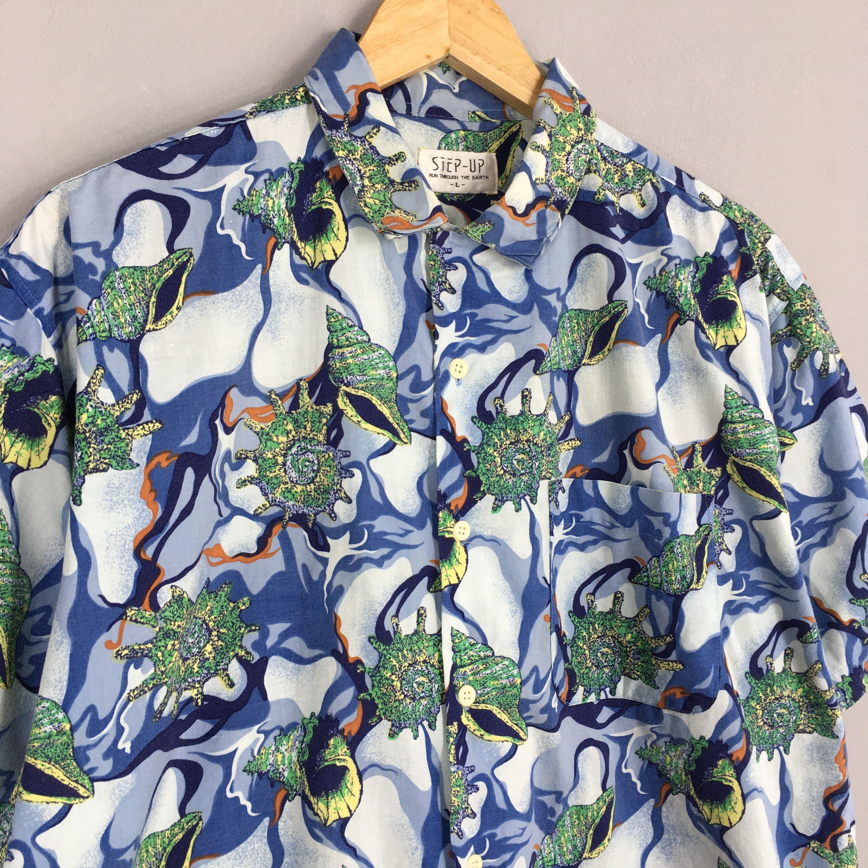 Other Vintage 80s Hawaii Aloha Snail Sea Life Cotton Shirt Large Size US L / EU 52-54 / 3 - 3 Thumbnail