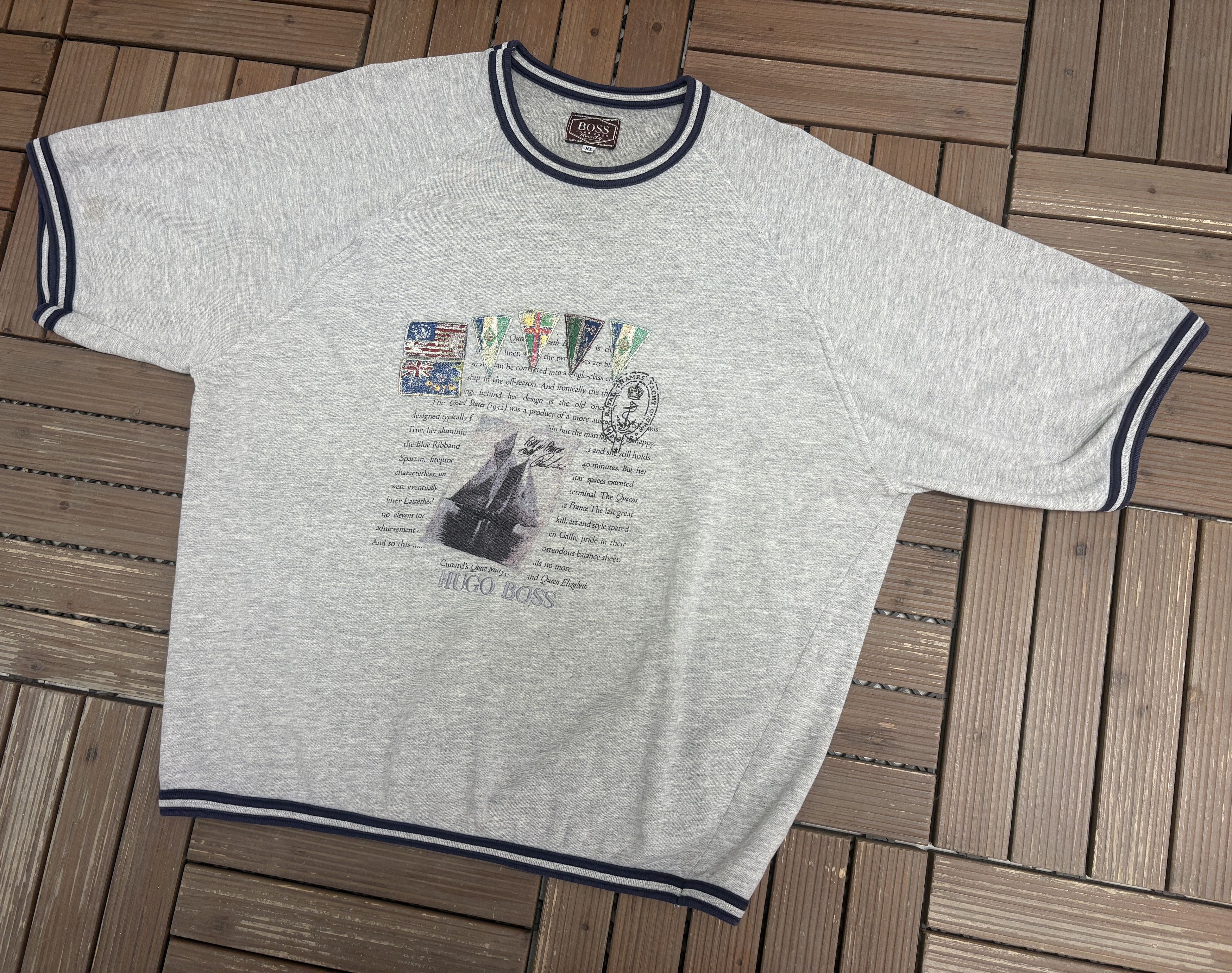Hugo Boss Hugo Boss Twenty Vintage Grey Short Sleeve Sweater Size US XL / EU 56 / 4 - 3 Thumbnail