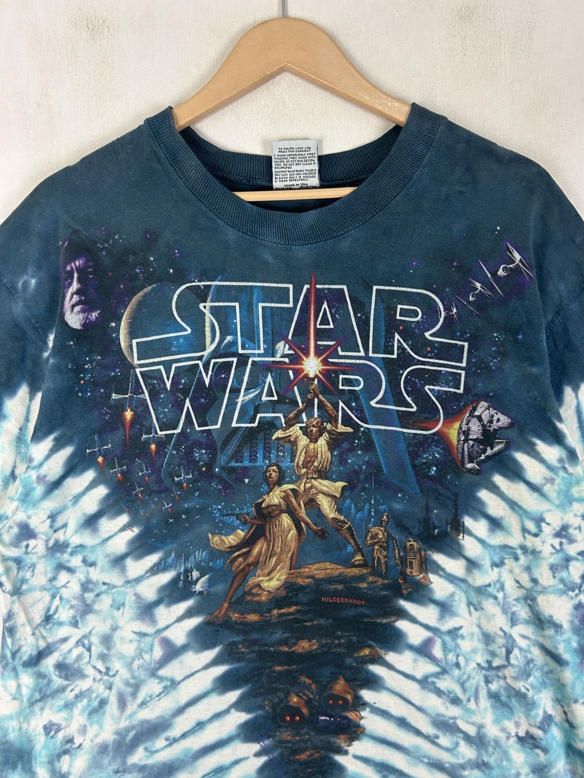 Liquid Blue × Star Wars × Vintage Vintage 90s Star Wars Tye Die By Hildebrant Artwork Sci-Fi Size US L / EU 52-54 / 3 - 3 Thumbnail