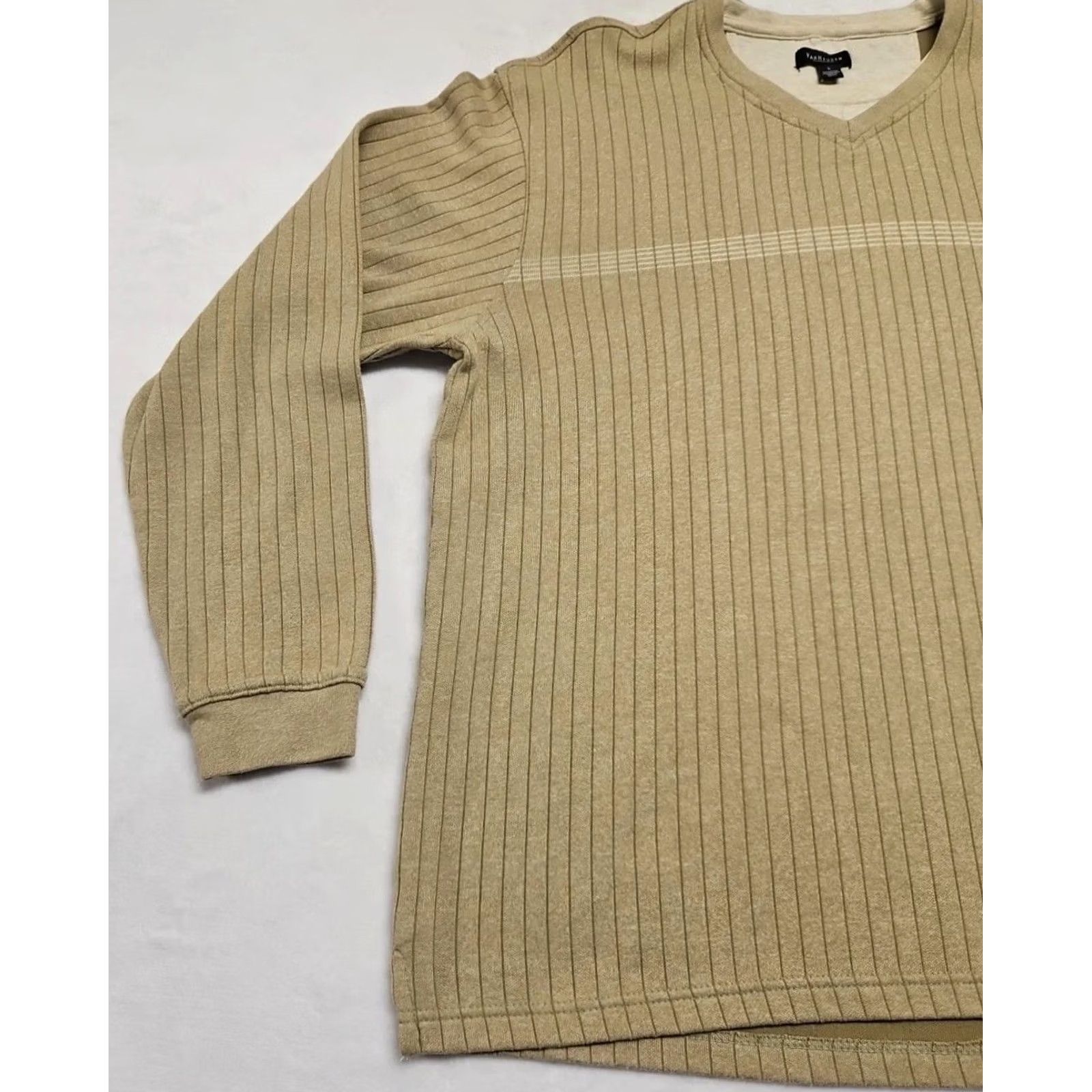 Van Heusen Van Heusen Mens Sweater Knit Ribbed Long Sleeve Beige Tan Cotton Blend L Pullover Crew Neck Shirt Size US L / EU 52-54 / 3 - 2 Thumbnail