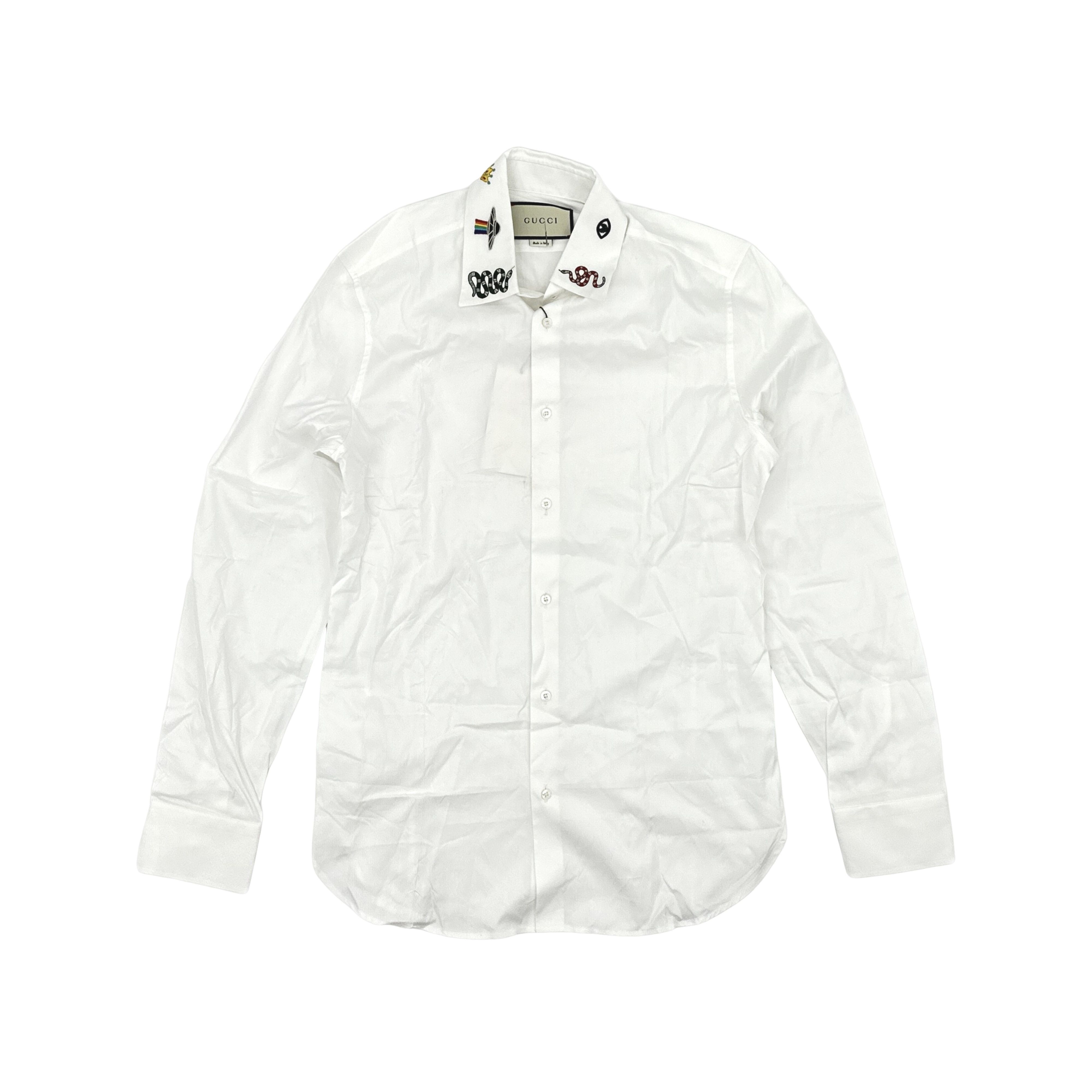 Gucci Gucci Embroidered Collar Cotton Shirt 15.5 Size US M / EU 48-50 / 2 - 1 Thumbnail