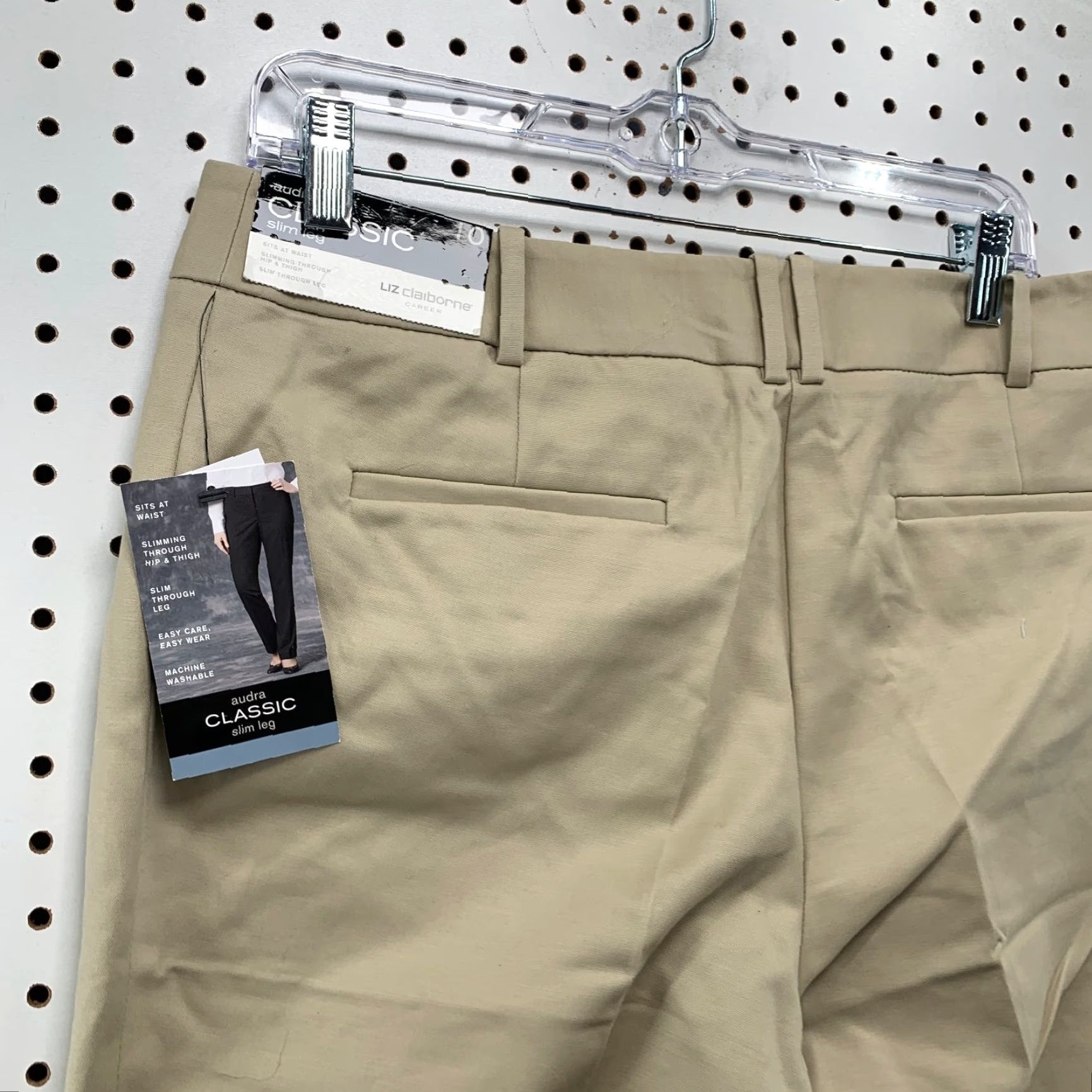 Liz Claiborne Liz Claiborne Pants Womens 10 Beige Chino Slim Fit 32x30 Slimming Classic Slimming Size 32" / US 10 / IT 46 - 6 Thumbnail