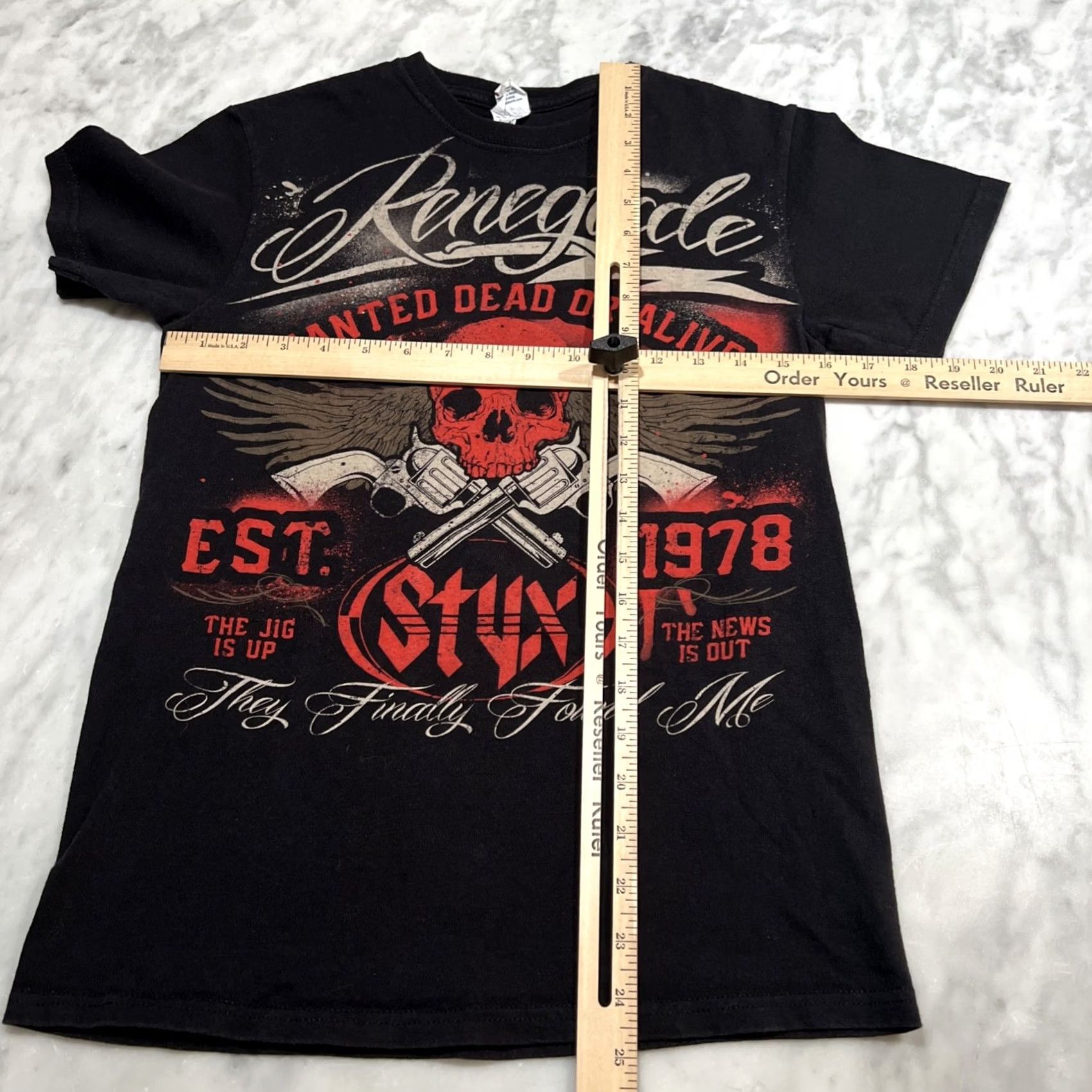 Delta VINTAGE Delta Shirt Mens S Black Styx Renegade Wanted Dead Alive Tour Men Double Sided Tag Size US S / EU 44-46 / 1 - 7 Thumbnail