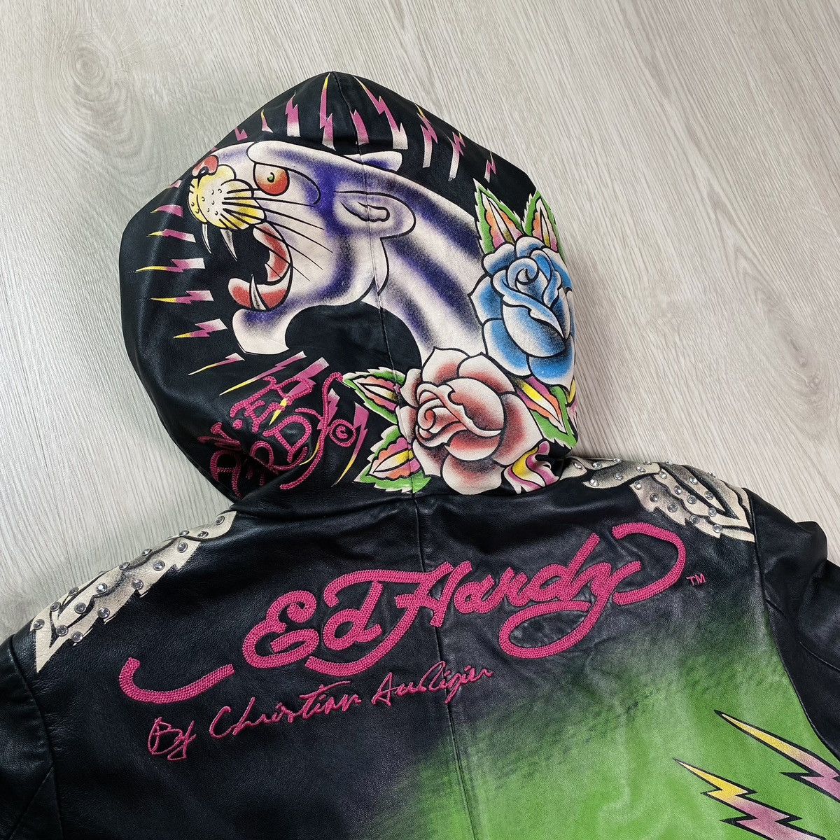 Ed Hardy Ed Hardy by Christian Audigier genuine leather hooded jacket Size S / US 4 / IT 40 - 18 Thumbnail