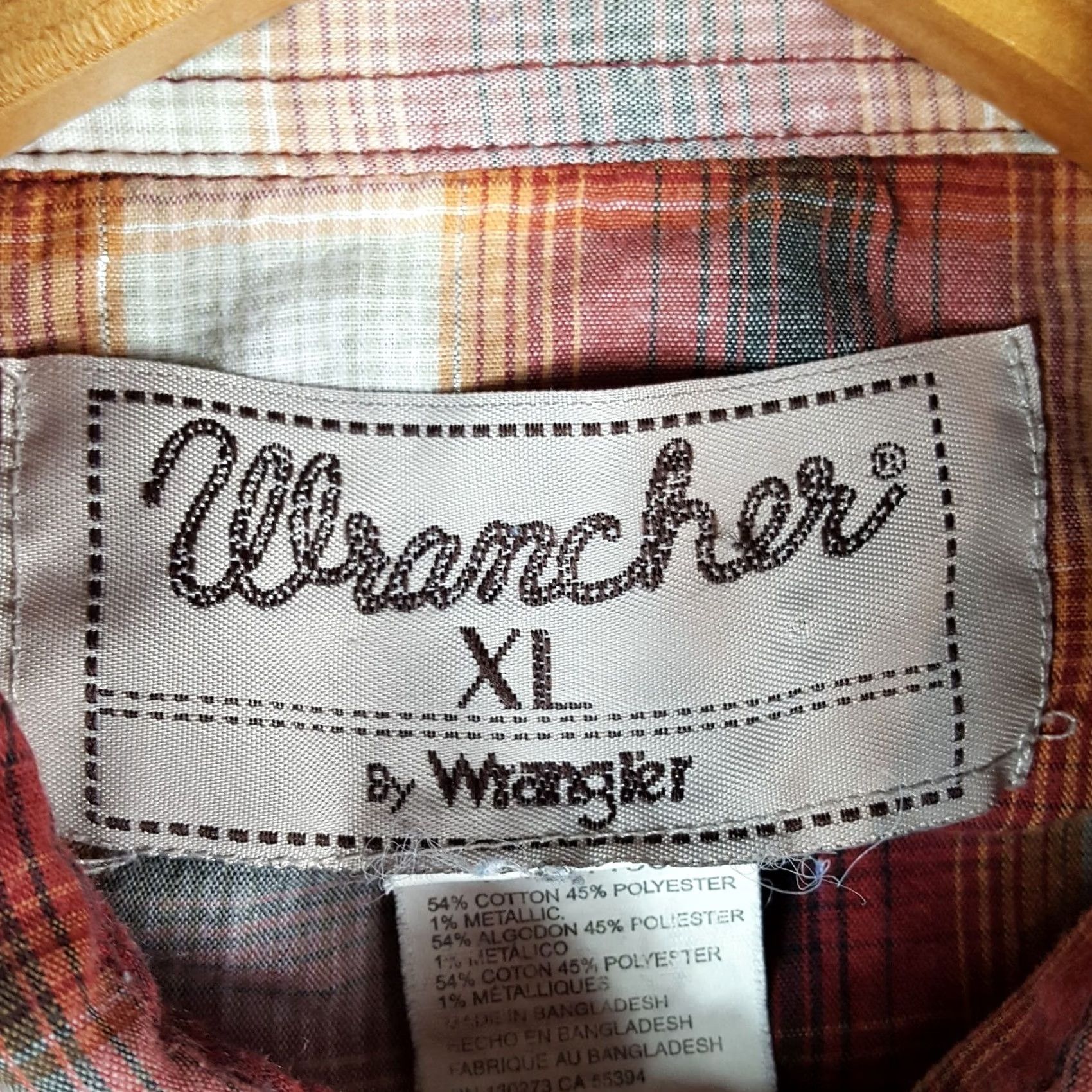 Wrangler VINTAGE Wrangler Shadow Plaid Western Peal Snap Men's XL Button Up Shirt Size US XL / EU 56 / 4 - 7 Thumbnail