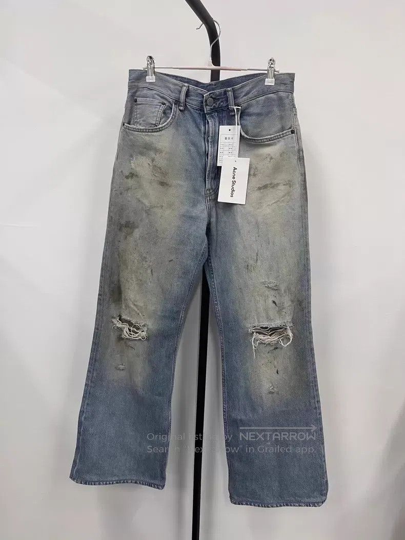 Acne Studios Acne Studios 2021M Blue Indigo-Dyed Ripped Flare Jeans Size US 30 / EU 46 - 1 Thumbnail