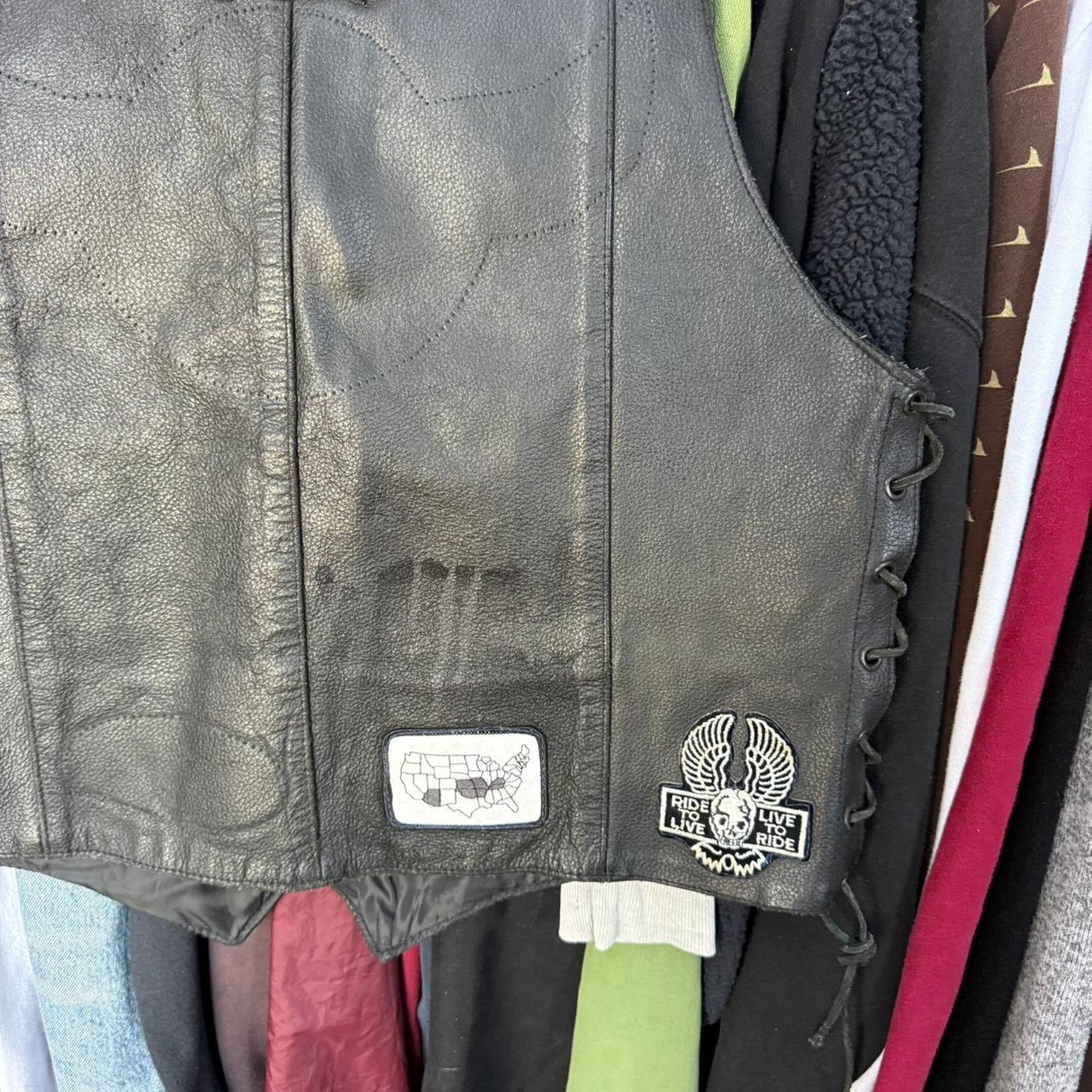 Other Vintage 90s ATL Genuine Leather Biker Vest With Cool Patches Size US M / EU 48-50 / 2 - 8 Thumbnail