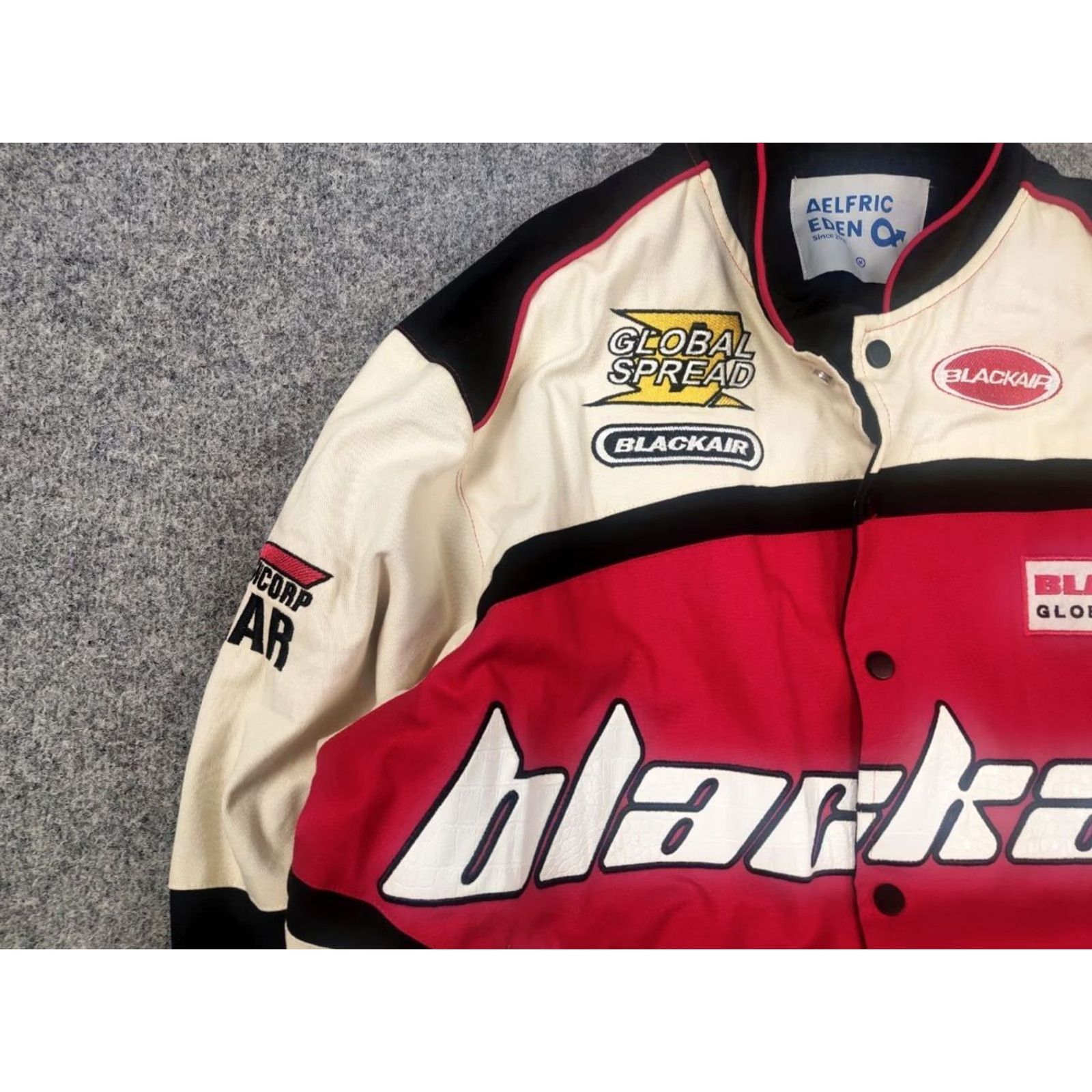 Vintage Aelfric Eden Blackair Motorsports Vintage Racing Bomber Jacket Logo Y2K Style Mens M Black Logo 90s Racing Jacket Size US M / EU 48-50 / 2 - 7 Thumbnail