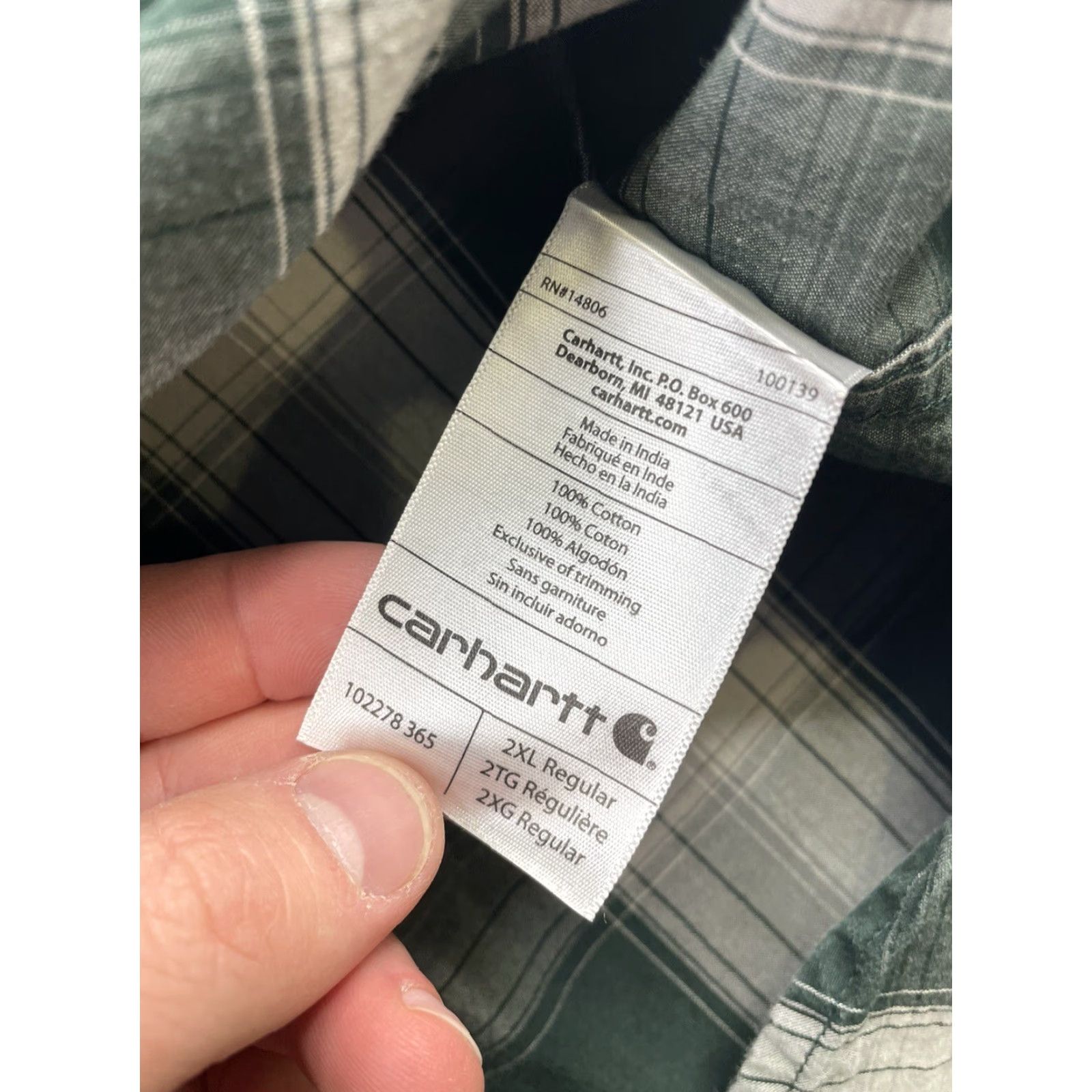 Carhartt Carhartt Shirt Mens 2XL Plaid Button-Down Relaxed Fit Casual Outdoor Fall Winter Size US XXL / EU 58 / 5 - 4 Thumbnail