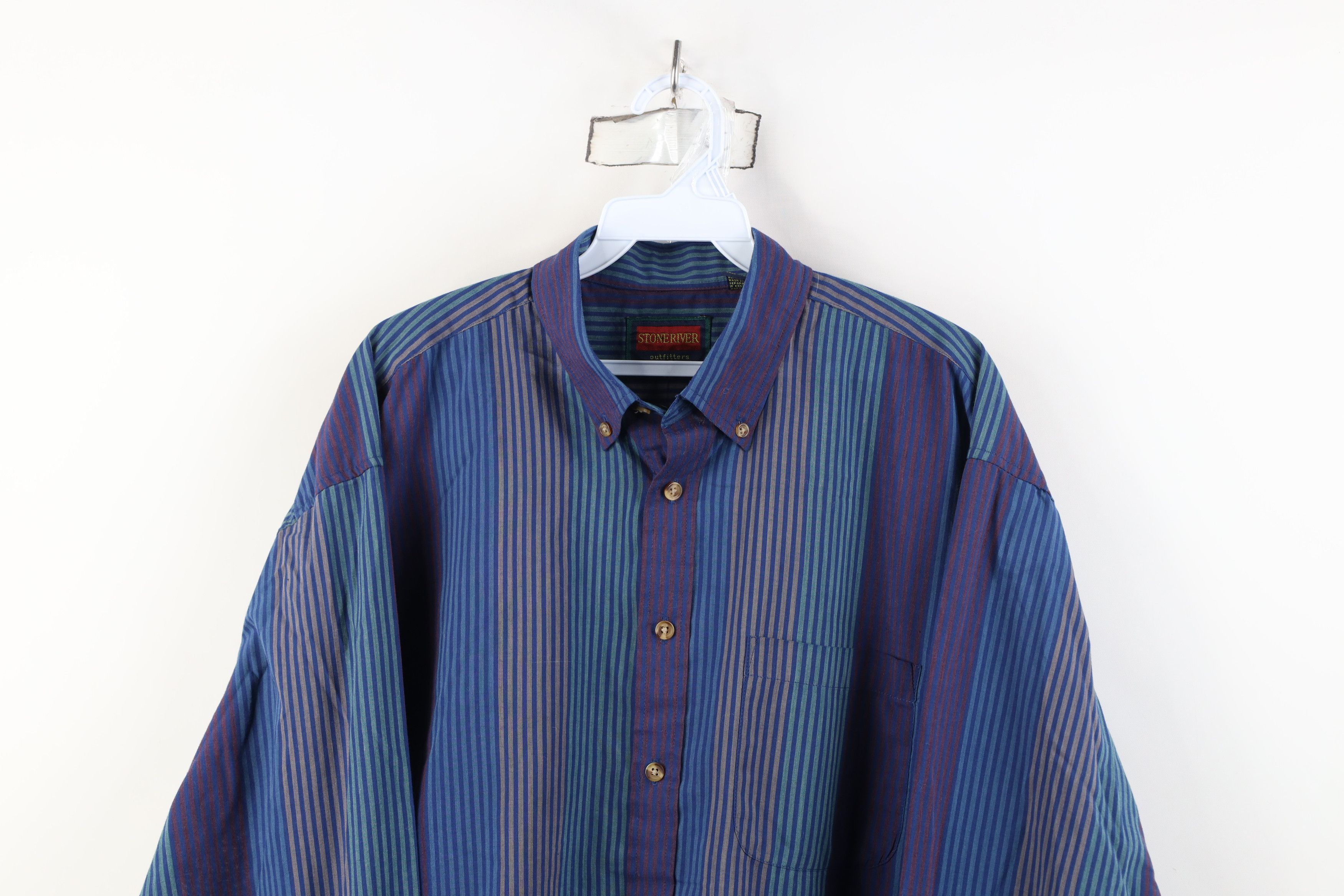 Vintage Vintage 90s Streetwear Block Collared Button Down Shirt Size US L / EU 52-54 / 3 - 2 Thumbnail