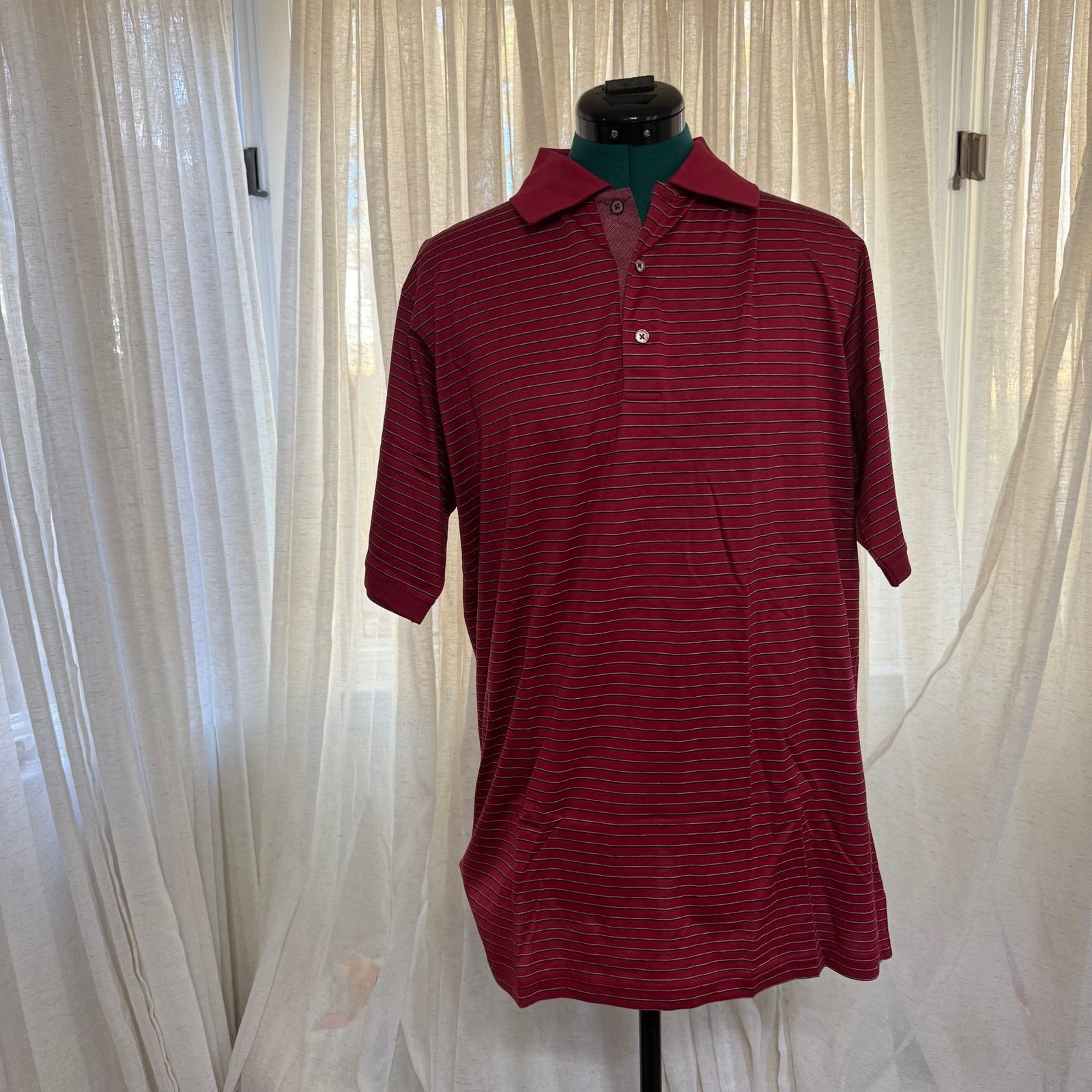 Bobby Jones Bobby Jones Burgundy Striped Polo | Sz M Size US M / EU 48-50 / 2 - 2 Thumbnail