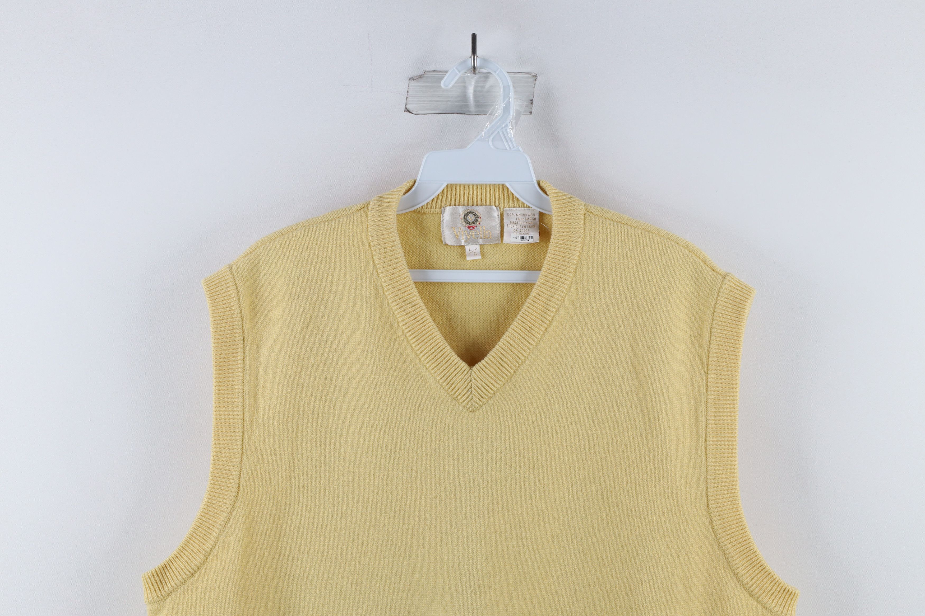 Vintage Vintage 90s Viyella Wool Knit V-Neck Sweater Vest Yellow Size US L / EU 52-54 / 3 - 2 Thumbnail