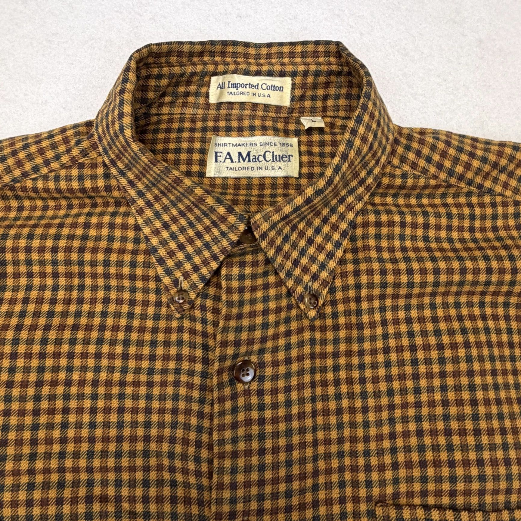 Vintage VINTAGE F.A. MacCluer Shirt Mens Large Brown Check Flannel Made USA Button Down Size US L / EU 52-54 / 3 - 6 Thumbnail