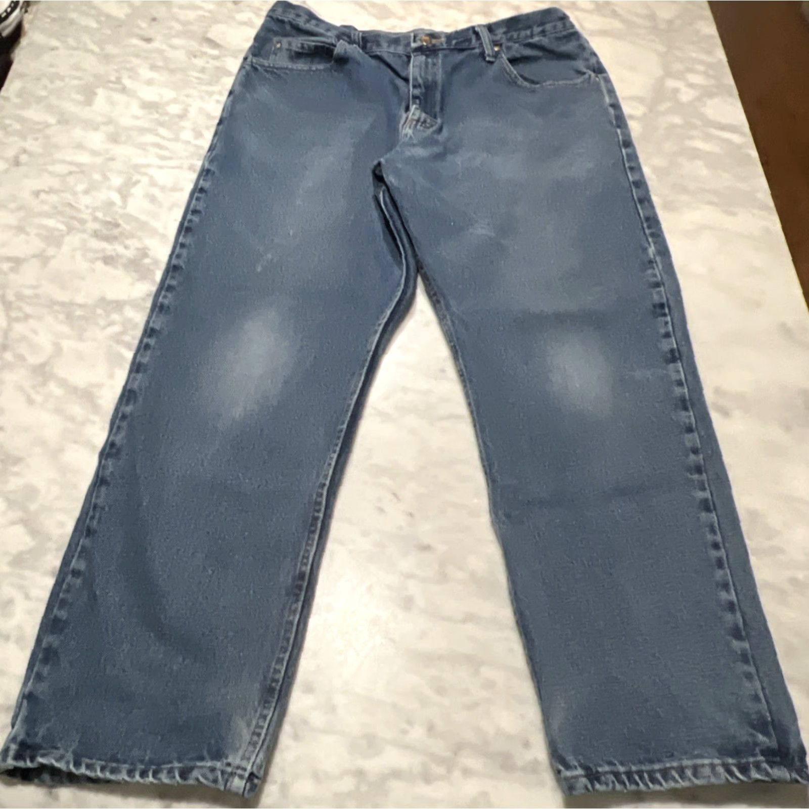 Wrangler VINTAGE Wrangler Jeans Men 38x30 9760WDR Relaxed Fit Cowboy Cut Denim Faded Thrashed Cowboy Men Jeans 38x30 Blue Distressed Pockets 5-Pocket Wrangler Size US 38 / EU 54 - 2 Thumbnail