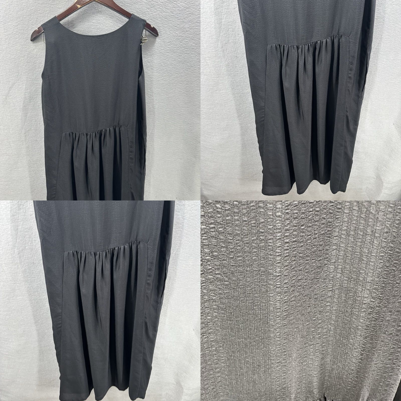 eskandar VINTAGE Eskandar Silk Dress Women Midi Sleeveless Black Lightweght Pockets Bohemian Art 2020s Womens Size S / US 4 / IT 40 - 8 Thumbnail