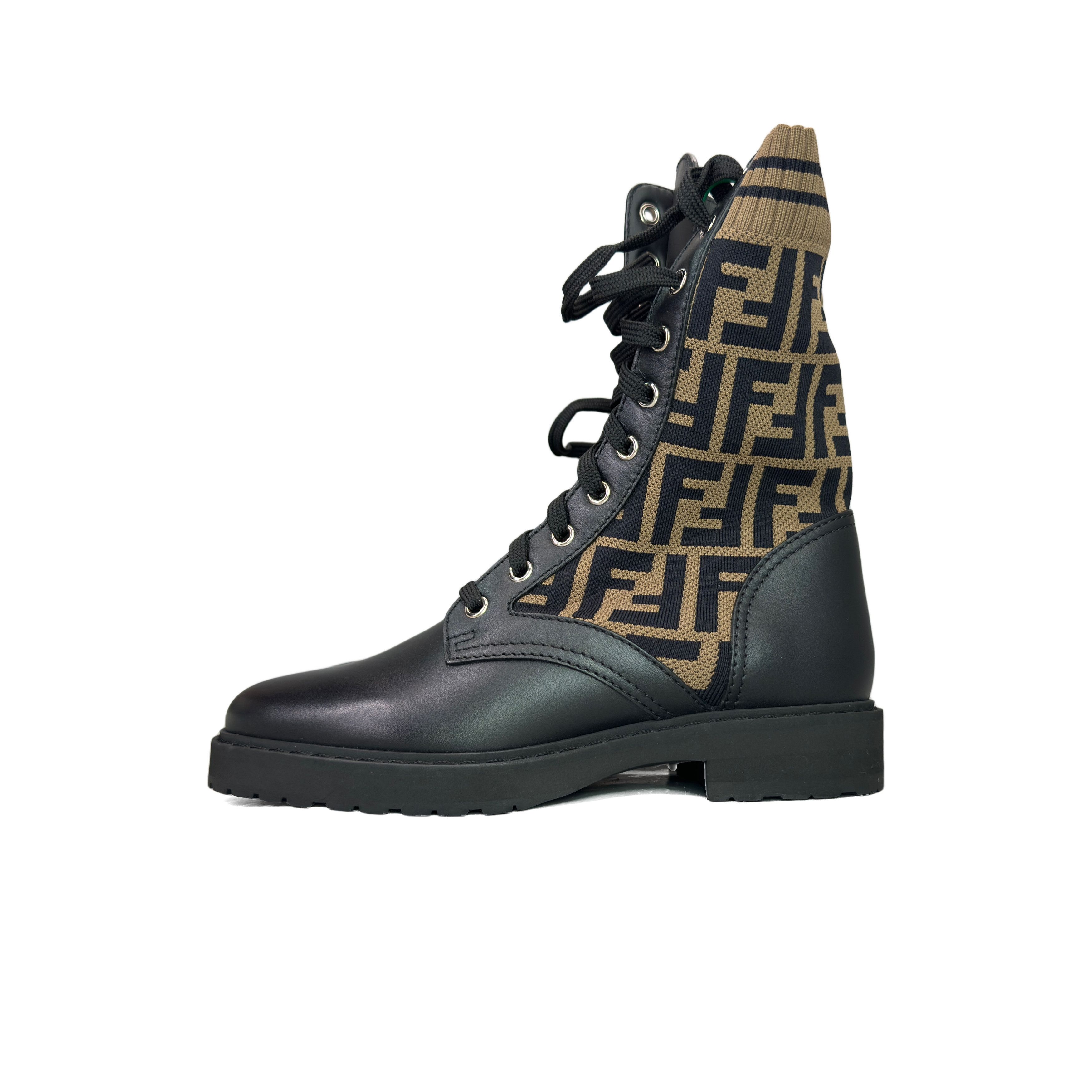 Fendi Fendi FF Logo Knit Lace-Up Boots Size 36 Size US 6 / IT 36 - 1 Thumbnail