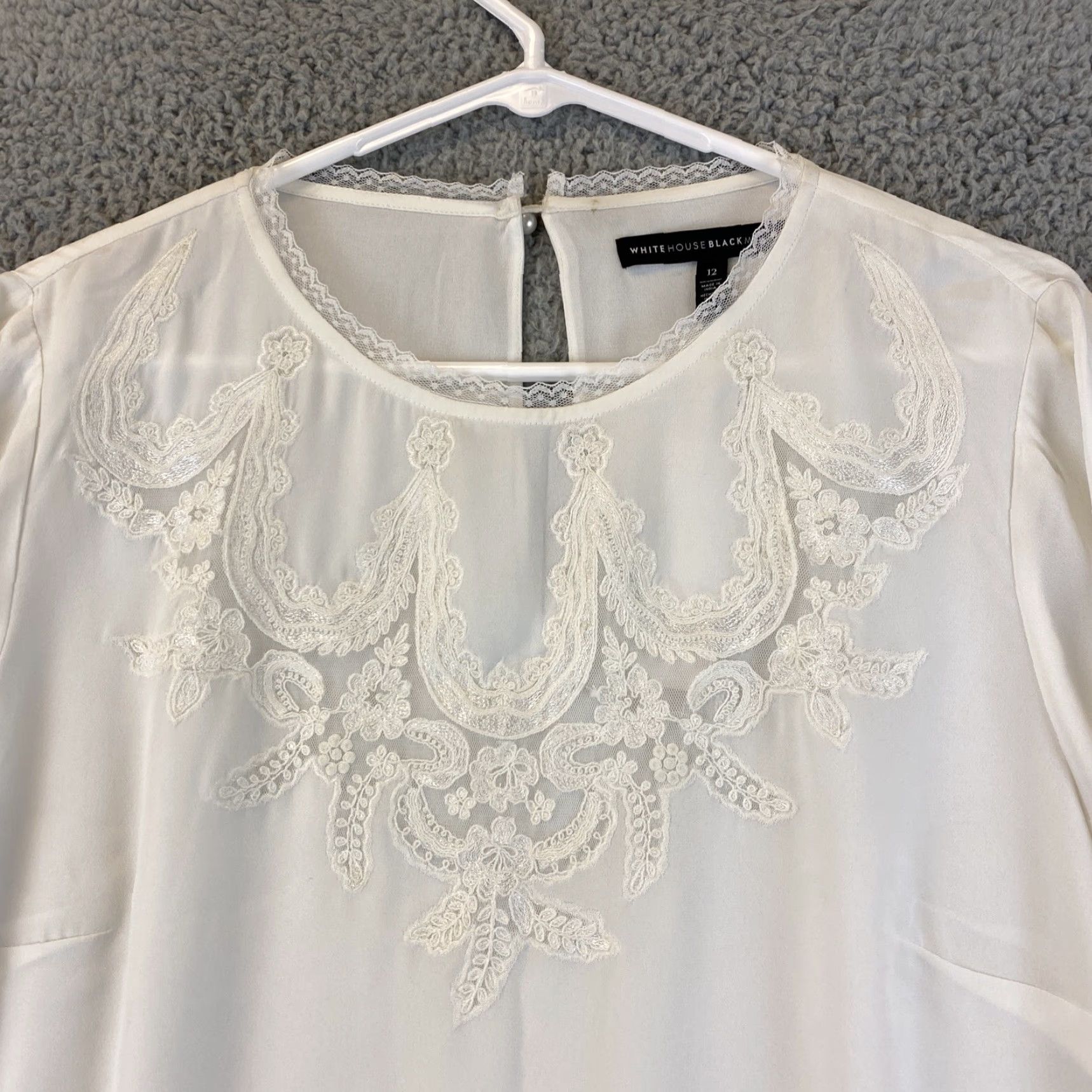 White House Black Market White House Black Market Women’s Tunic Top Blouse Long Sleeve Crew Neck Casual White /47-11 Size XL / US 12-14 / IT 48-50 - 2 Thumbnail