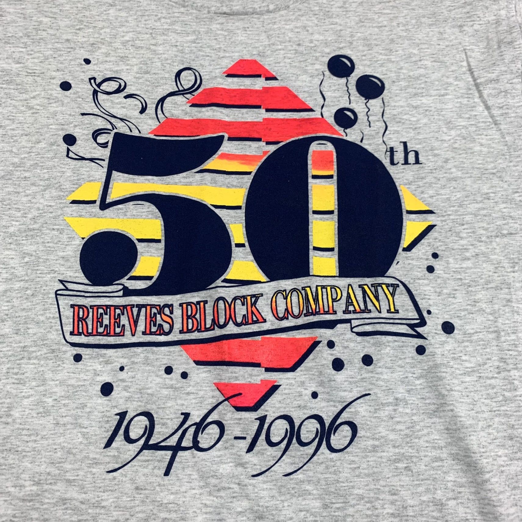 Fruit Of The Loom Vintage Reeves Block Company 50th T Shirt Adult Large Gray Made in USA 90s 1996 Size US L / EU 52-54 / 3 - 2 Thumbnail