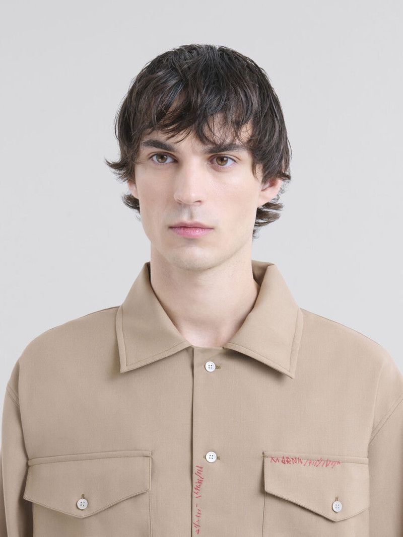 Marni o1w1db11125 Tropical Wool Shirt in Brown Size US L / EU 52-54 / 3 - 4 Thumbnail