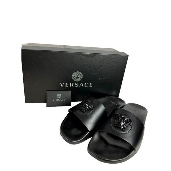 Versace 11.5 US Sz 45 Versace Medusa Slides With Box Black | Grailed