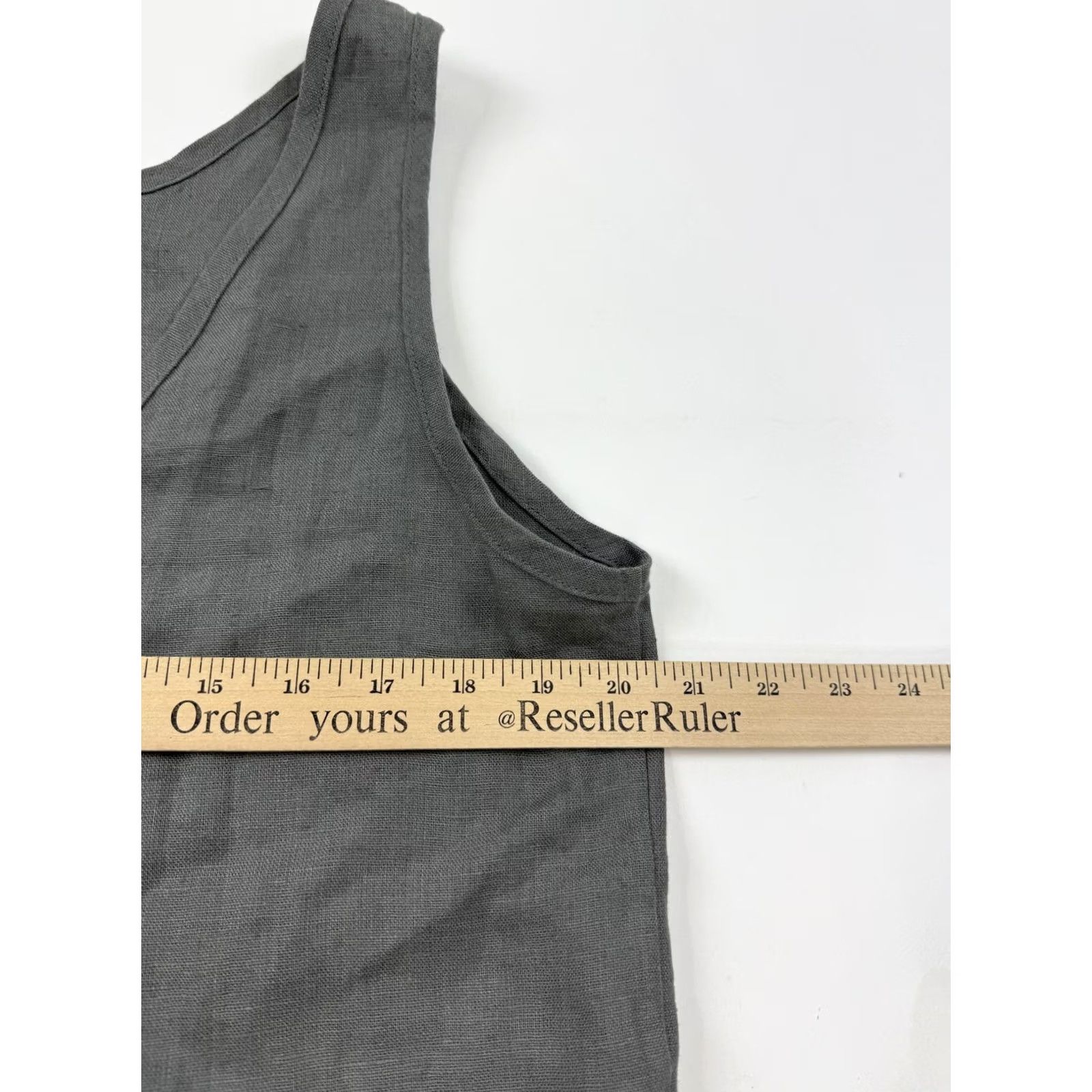 Vintage Linen Handmade Studio Tank Top Womens Medium Gray Scoop Neck 100% Linen Basic Size M / US 6-8 / IT 42-44 - 7 Thumbnail