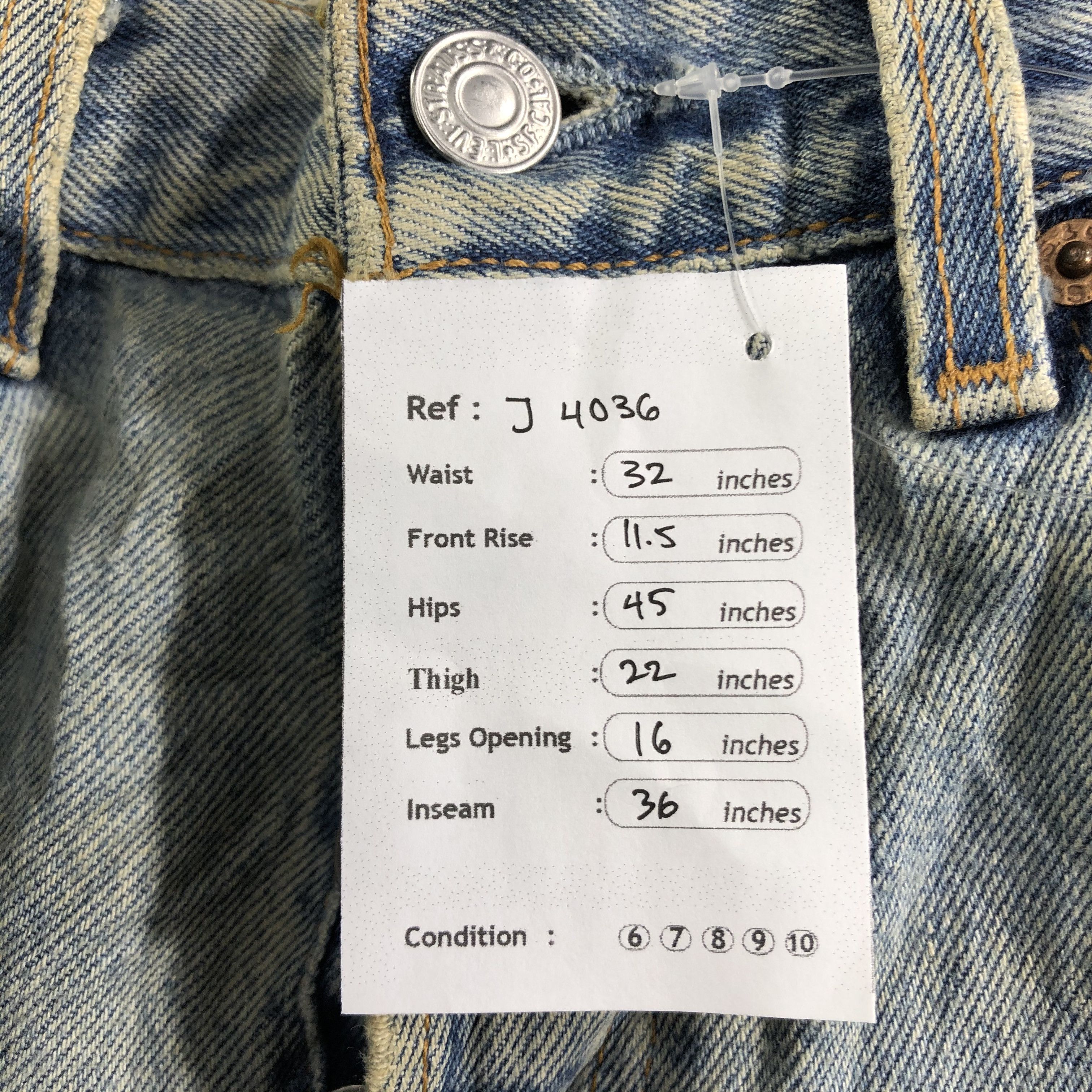 Levi's Vintage 90s Light Wash Levis 501 Jeans-J4036 Size US 32 / EU 48 - 13 Thumbnail