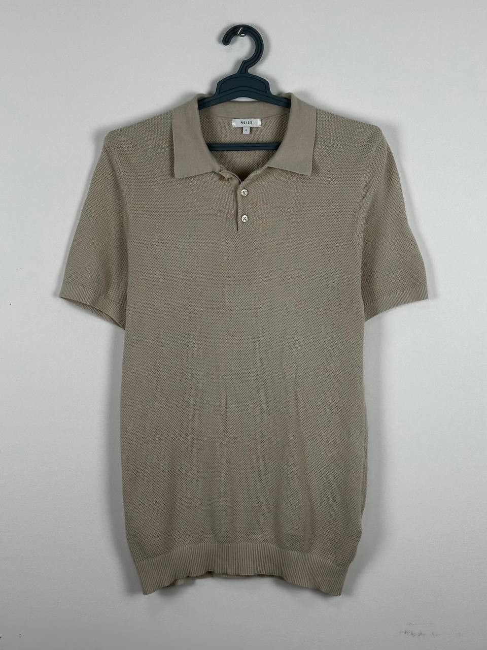 Reiss Reiss OE Colin Tan Textured Polo Button Shirt Size US L / EU 52-54 / 3 - 2 Thumbnail