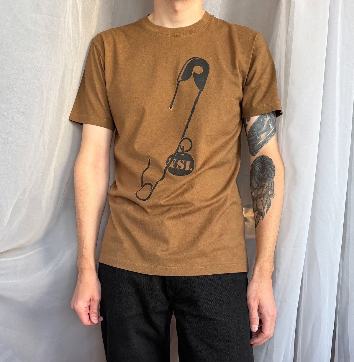 SAINT LAURENT Safety Pin Printed TShirt ysl hedi slimane