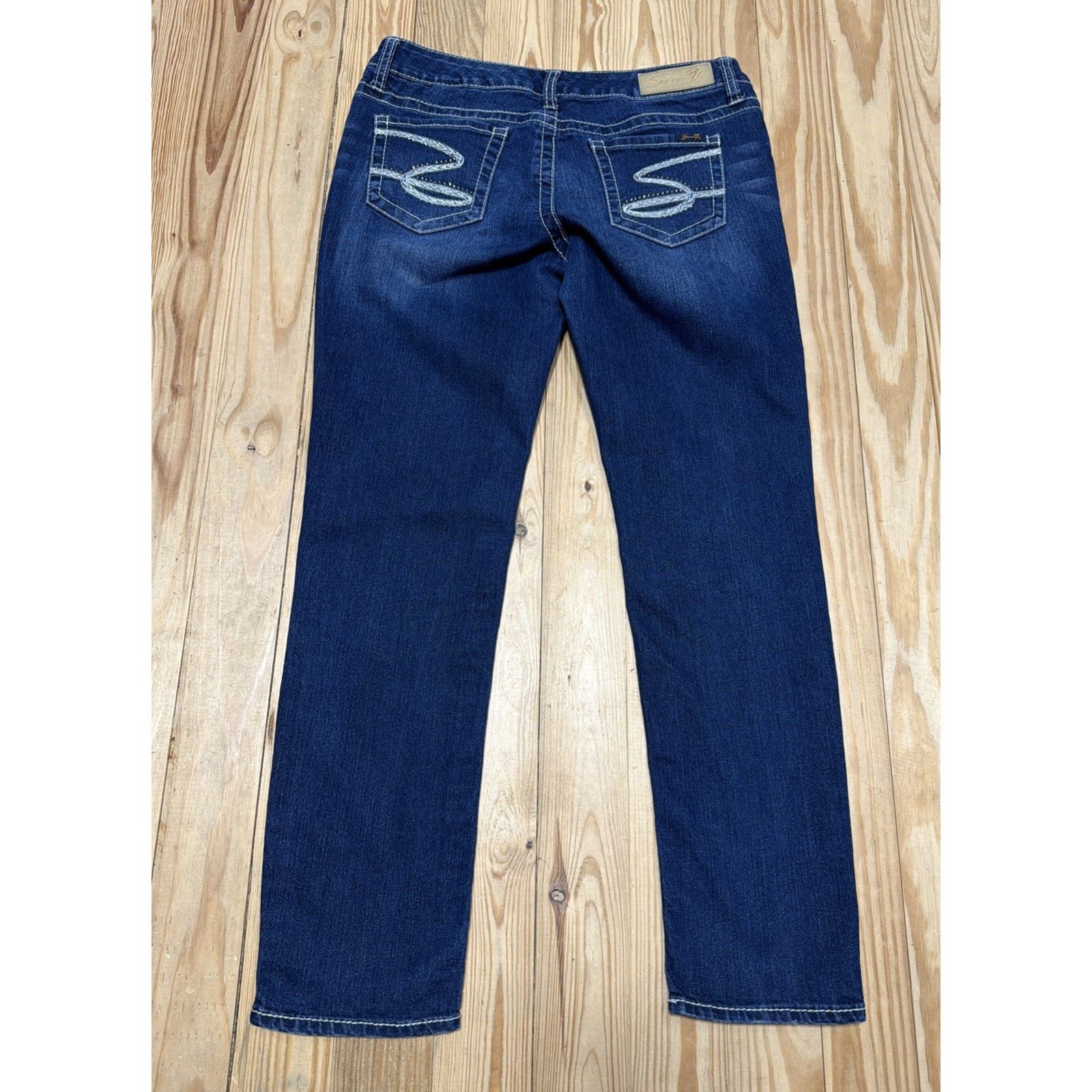 Seven 7 Seven 7 Skinny Jeans Blue Denim Embellished Size 10 33x29 Size 32" / US 10 / IT 46 - 2 Thumbnail