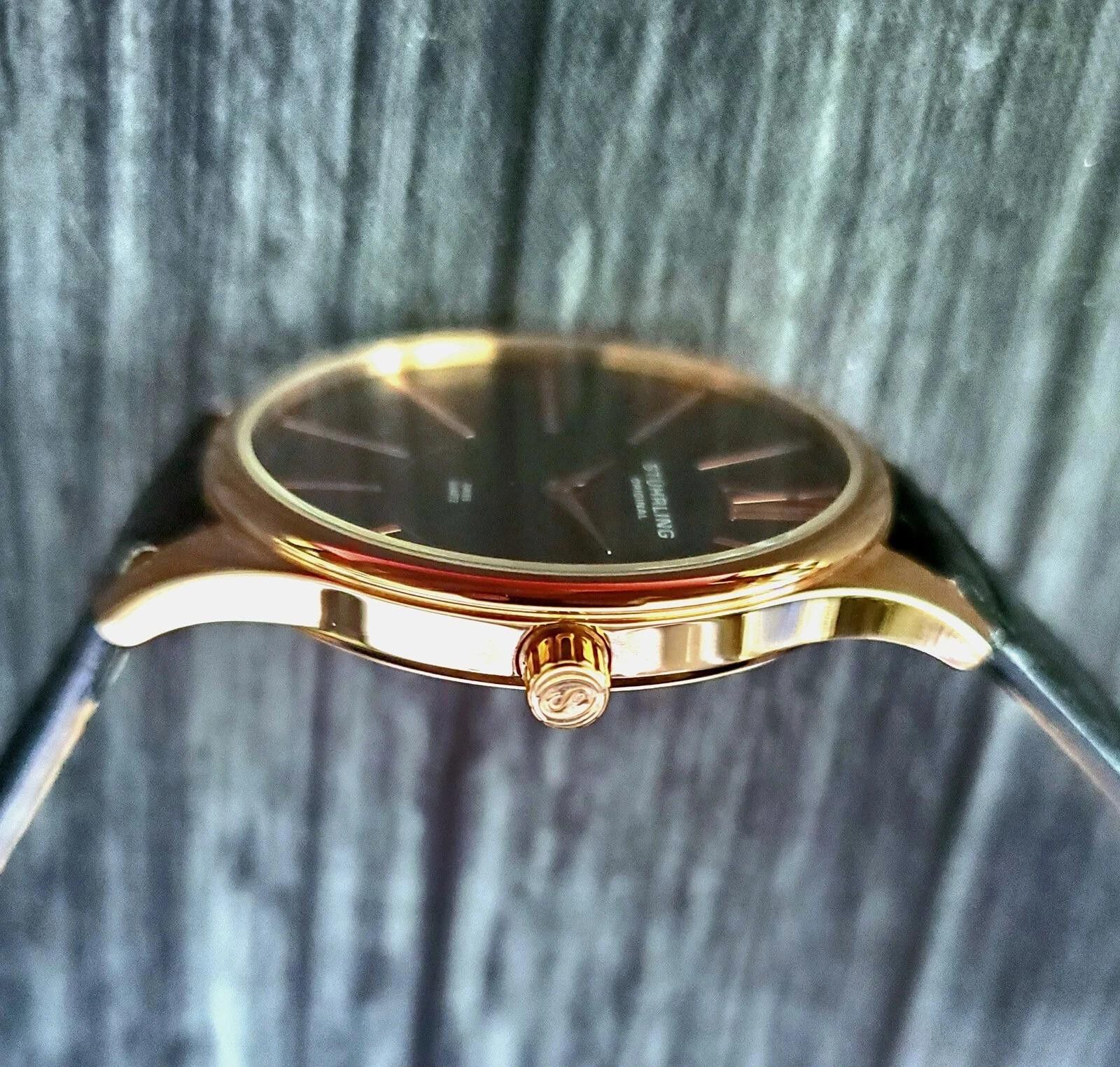 New Rare Rose Gold Stuhrling Avant Garde Swiss Mens Watch