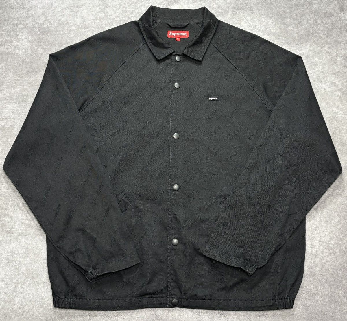 Supreme Snap Front Twill Jacket Mサイズ Supreme Snap Front Jacquard Logos Twill Jacket Size Small | eBay