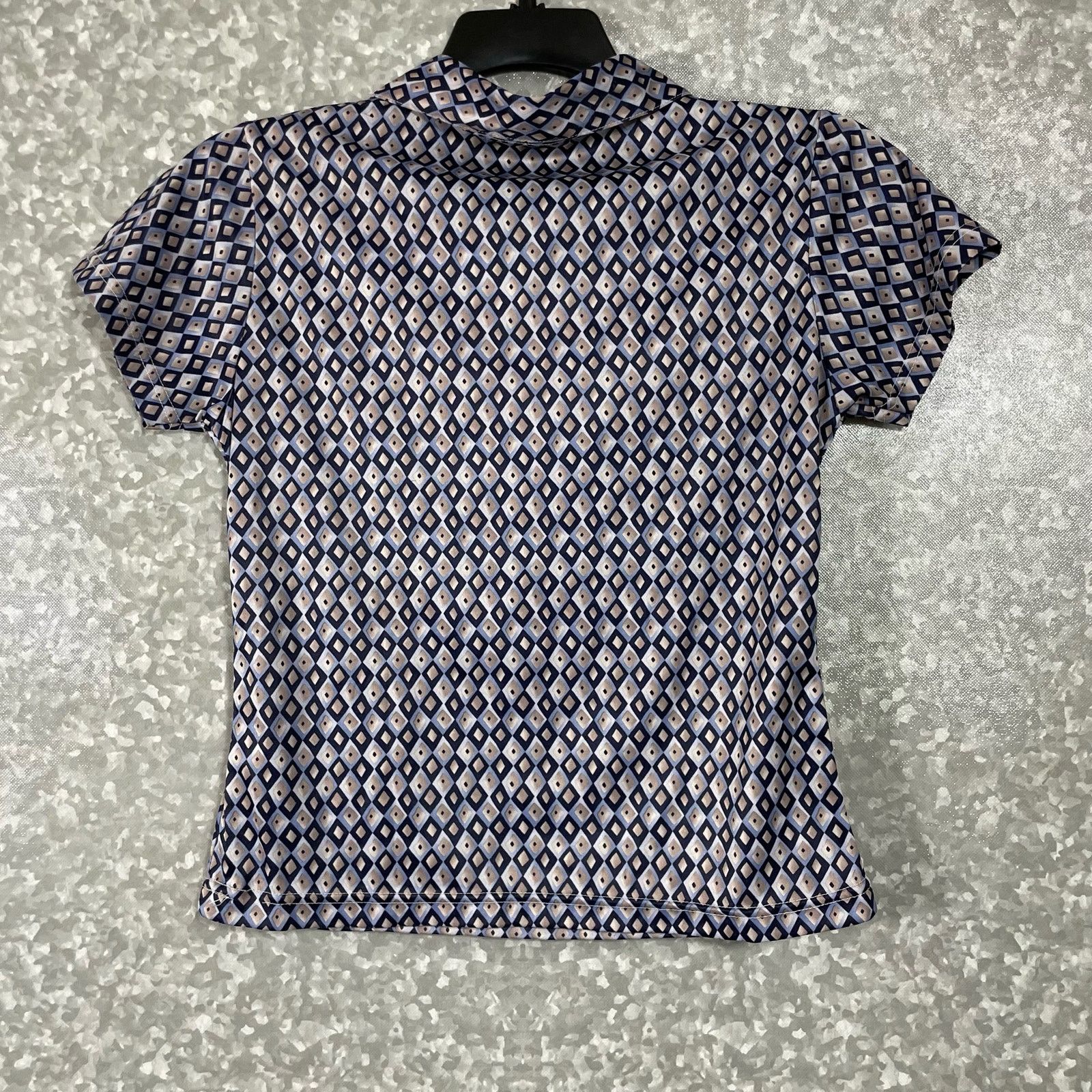 Vintage Mardi Gras Vintage Blue Diamond Patterned Collared Top - S/M Size M / US 6-8 / IT 42-44 - 6 Thumbnail