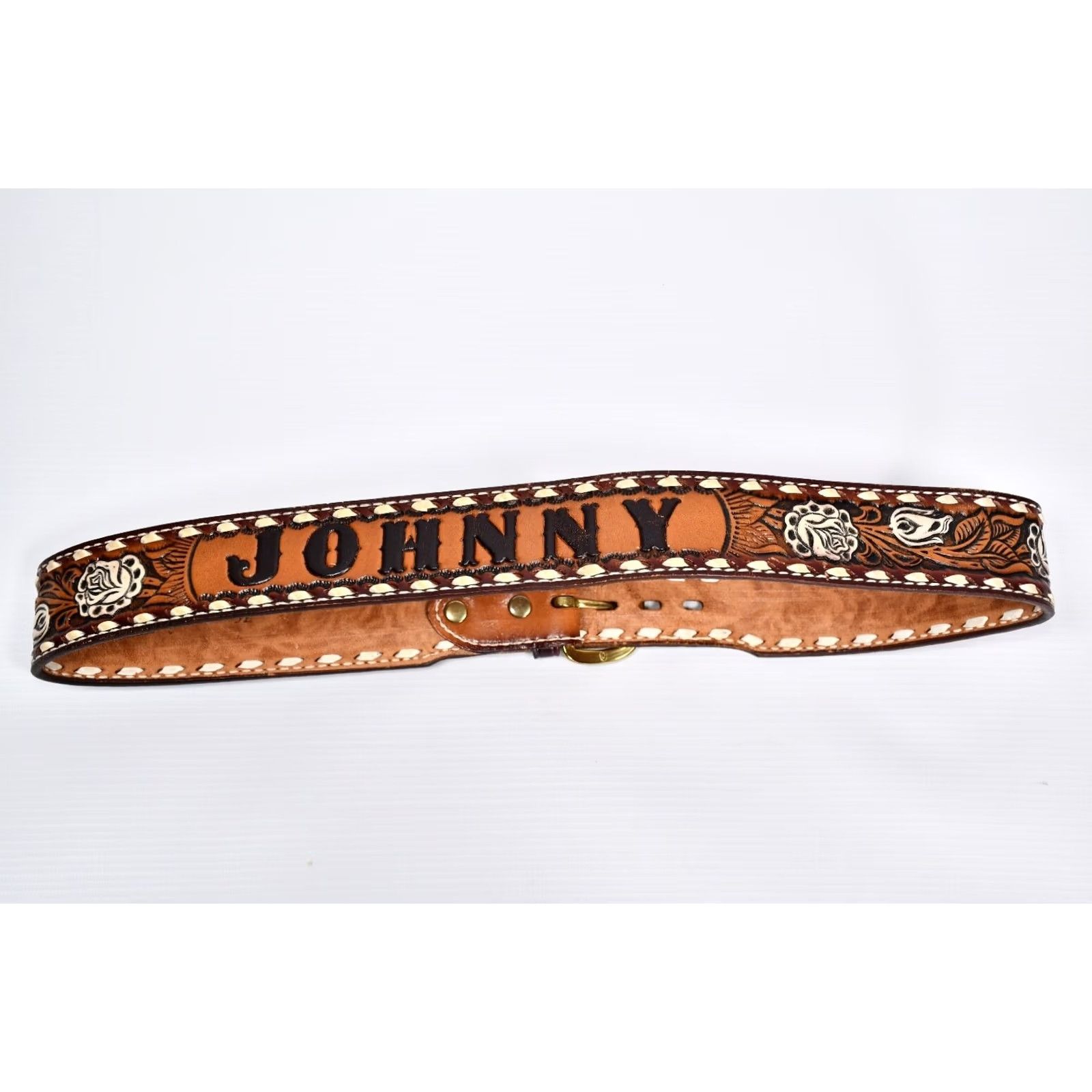 Vintage Brazos Joe Belts Belt Mens Leather Floral 36 Brown Modern Vintage? (removed ambiguous) Size 36 - 2 Thumbnail