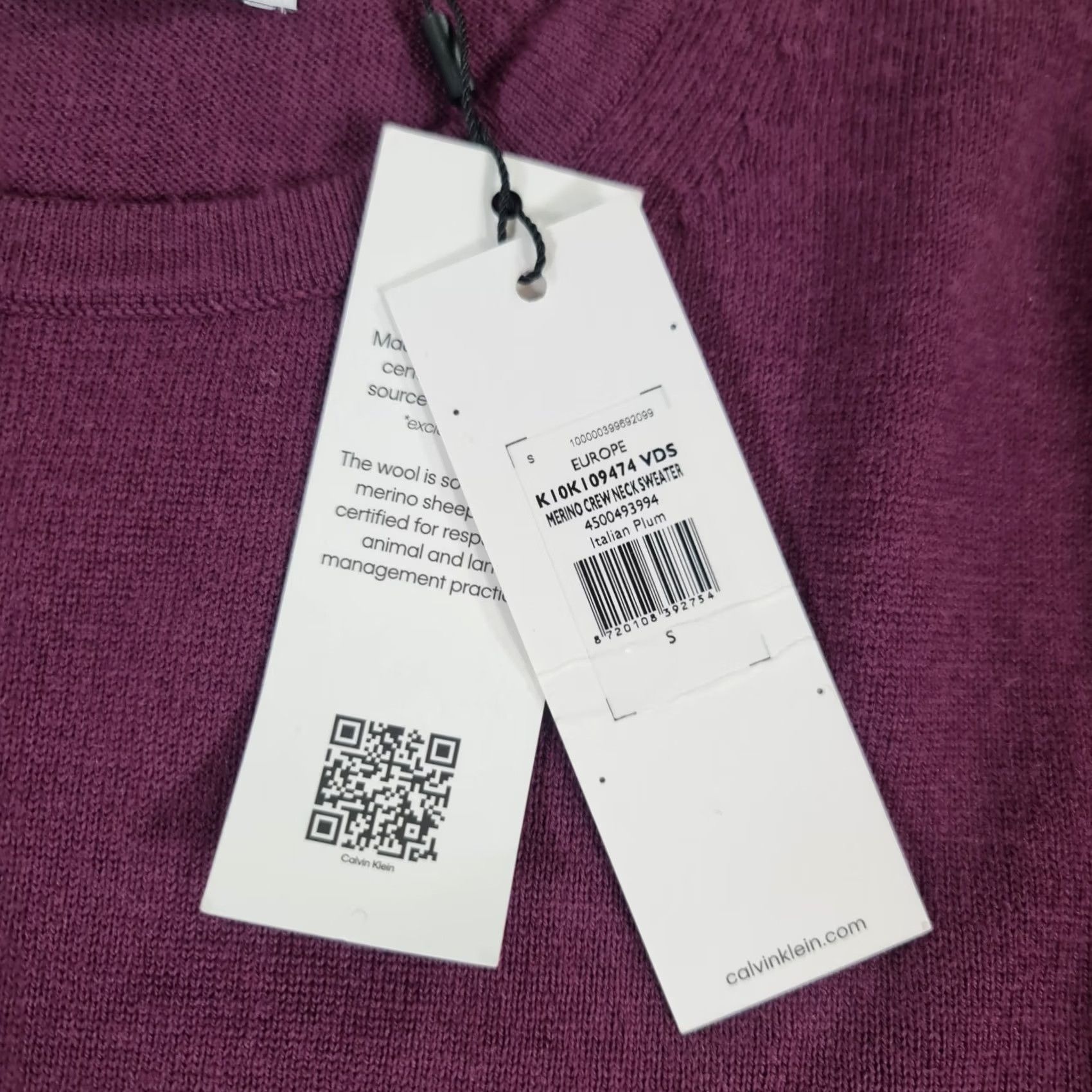 Calvin Klein Calvin Klein Mens Jumper Purple Small Regular Fit 100% Wool Knitted Pullover Slim Knit Crew Neck Long Sleeve Casual Size US S / EU 44-46 / 1 - 4 Thumbnail