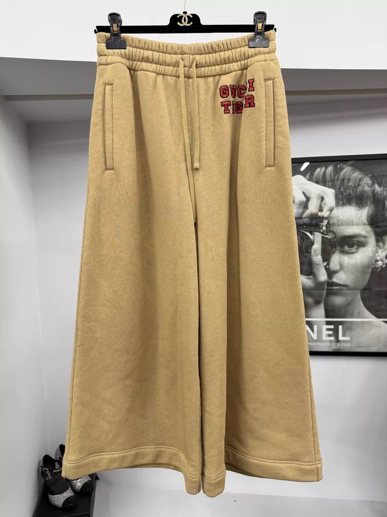 Gucci Gucci Size S Khaki elastic drawstring wide-leg trousers Size 42" / US 20 - 1 Thumbnail