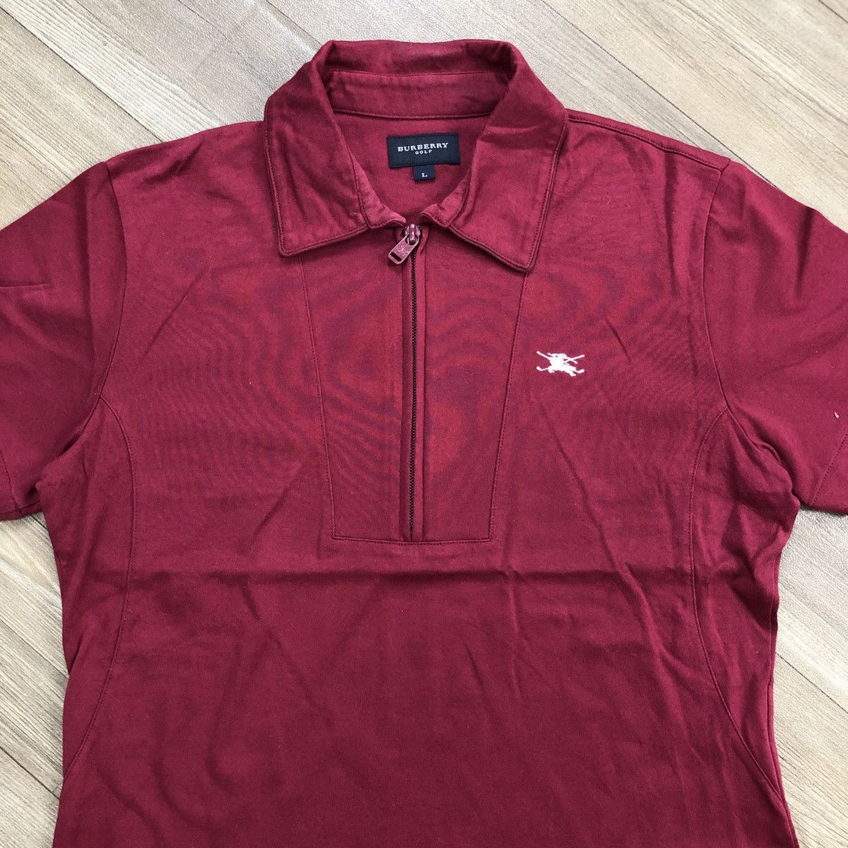 Vintage Burberry Golf Half Zip Maroon Polo Shirt Women