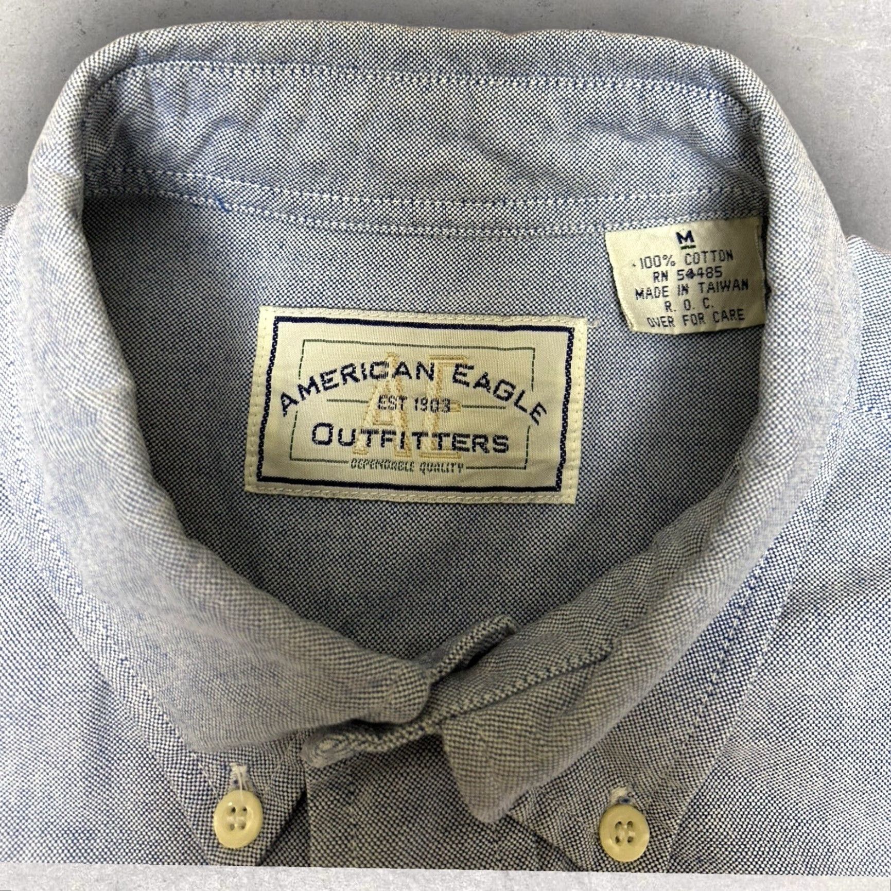 American Eagle Outfitters VTG American Eagle Shirt Mens M Blue Crest Logo Denim Button Up 80's Oversized Regular Fit Size US M / EU 48-50 / 2 - 2 Thumbnail