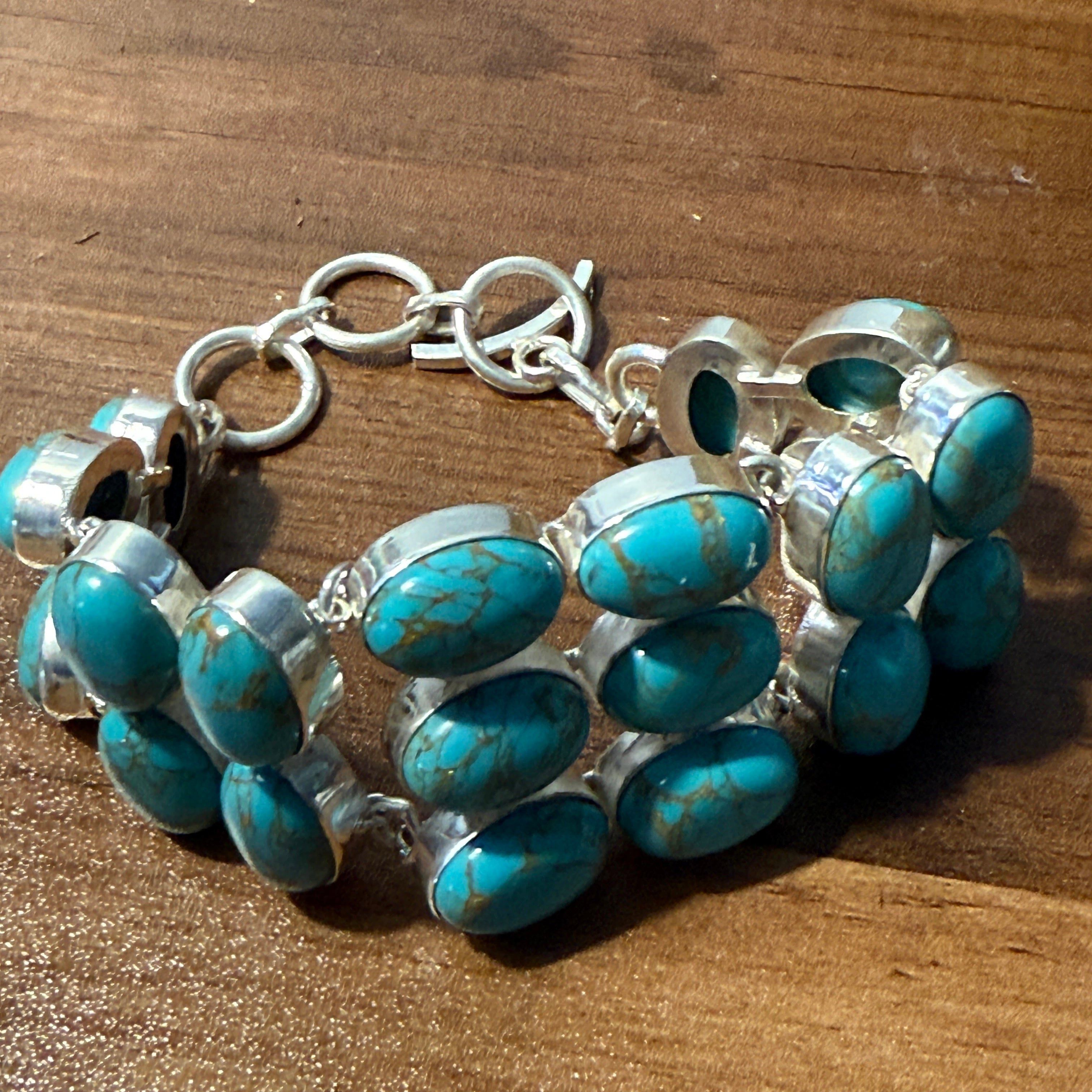Other Blue Copper Dahlia Turquoise Gemstone Sterling Bracelet Size ONE SIZE - 4 Thumbnail