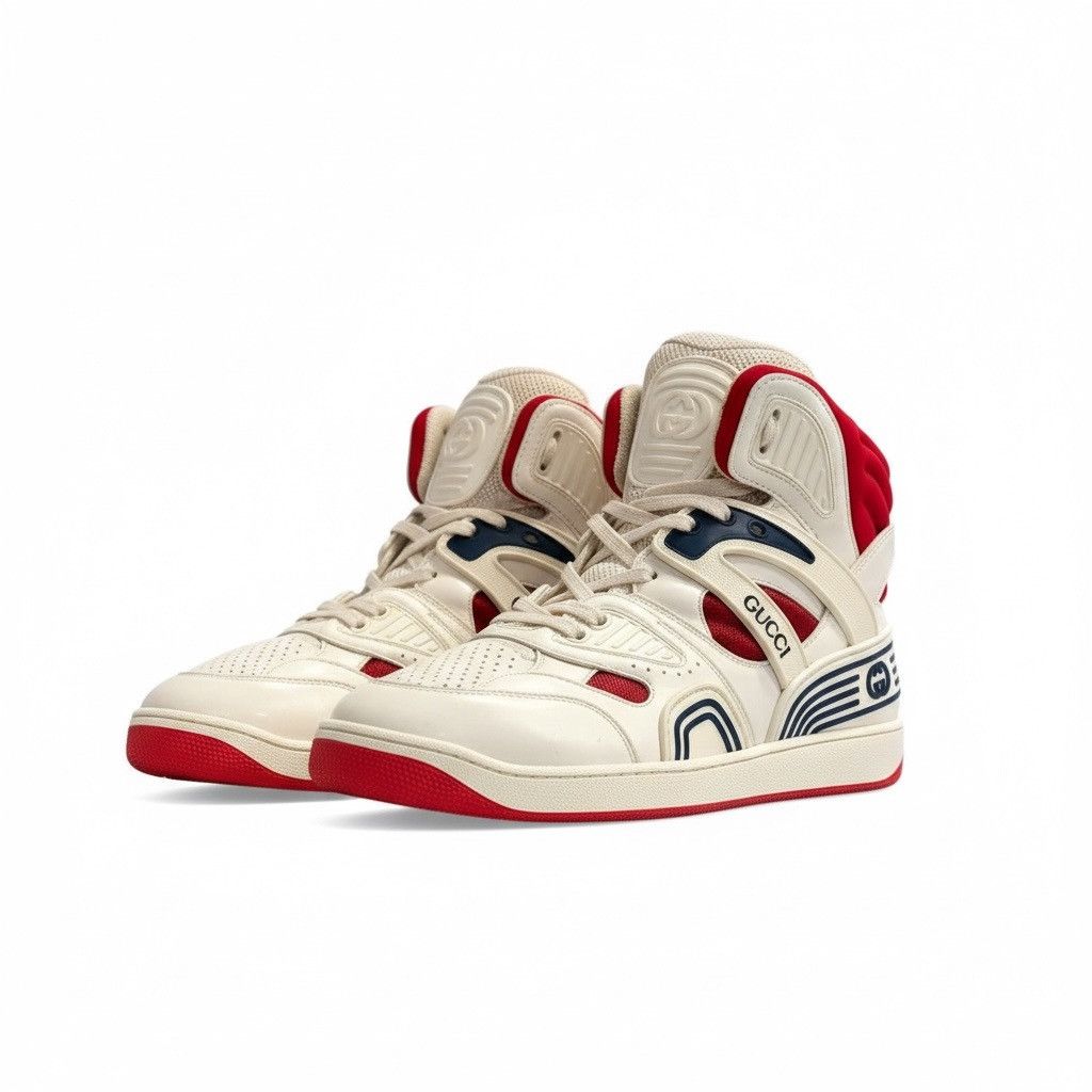 Gucci Gucci Basket High Top White Demetra Sneakers Size US 9 / EU 42 - 1 Thumbnail