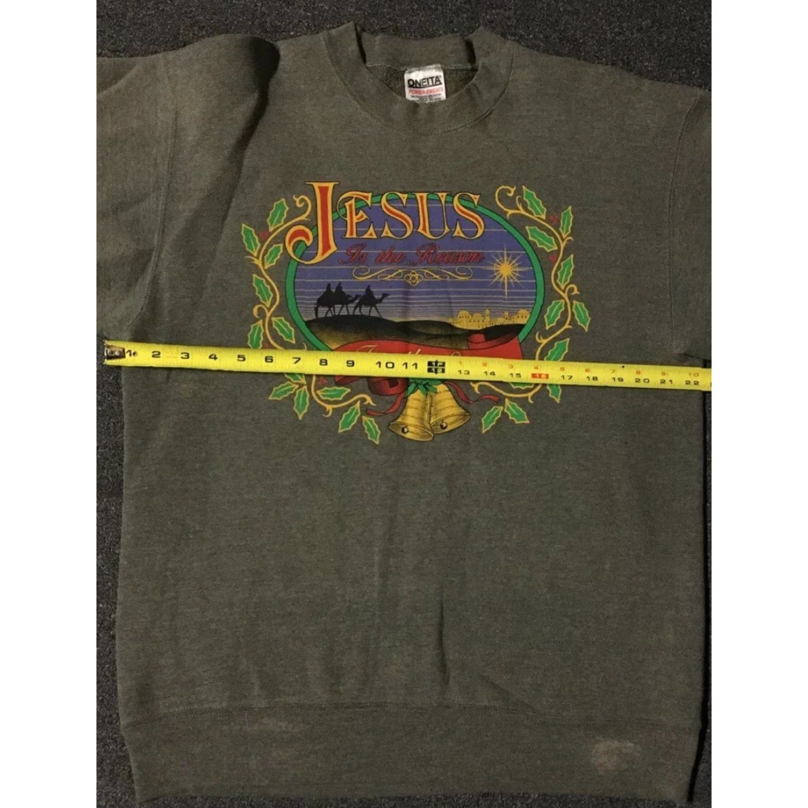 Vintage VINTAGE 90s Jesus Is The Reason Sweatshirt Men L Gray USA Oneita Pullover Size US L / EU 52-54 / 3 - 7 Thumbnail