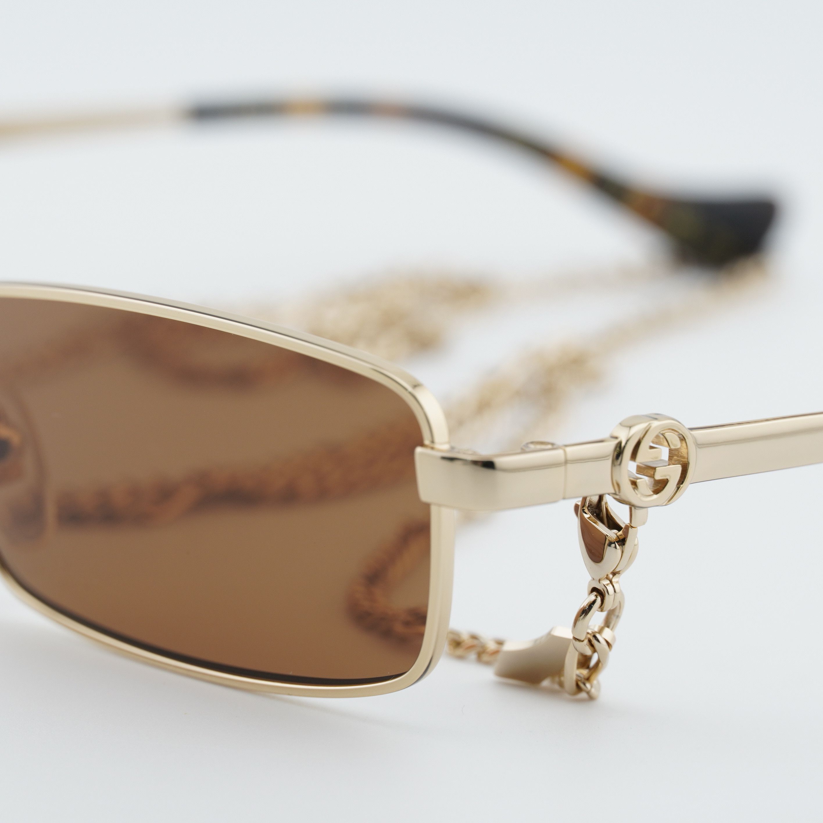 Gucci Gucci GG1600S 002 Women Sunglasses Gold Rectangle Frame Size ONE SIZE - 3 Thumbnail