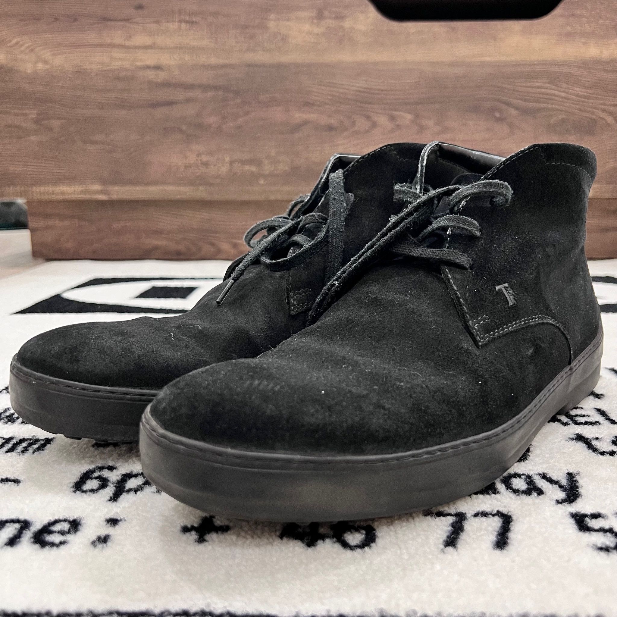 Tods Suede Leather Driver Lace Up Ankle Boots