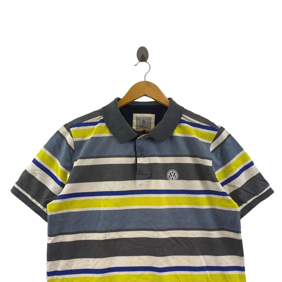 Vintage Vintage VOLKSWAGEN MOTORSPORT Striped Polo Tee Shirt Top Size US L / EU 52-54 / 3 - 2 Thumbnail