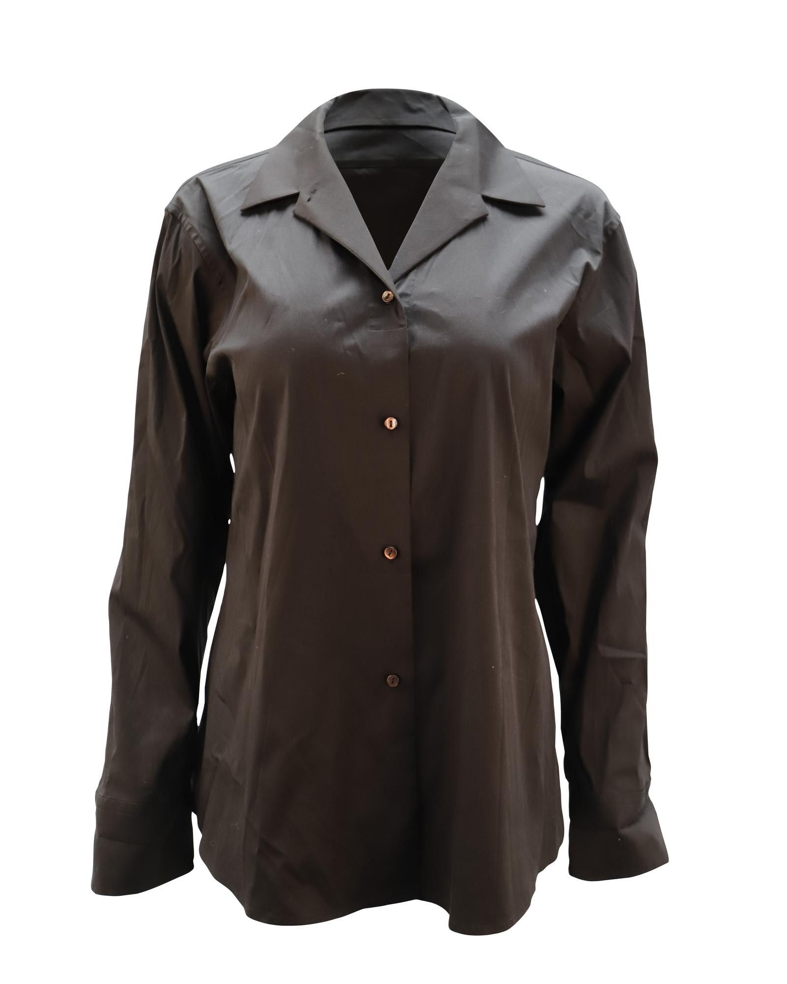 image of Jil Sander Cotton Button-Down Shirt With Oversized Collar And Voluminous Sleeves in Black, Women's 