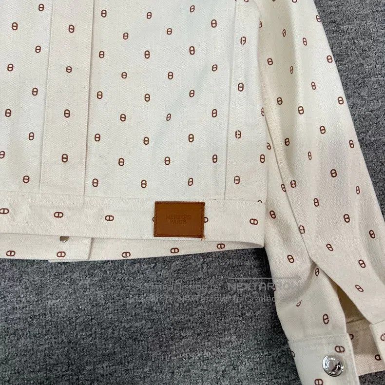 Hermes Hermes Pig Nose All-Over Printed Denim Jacket Size XXS / US 00 / IT 34 - 6 Thumbnail