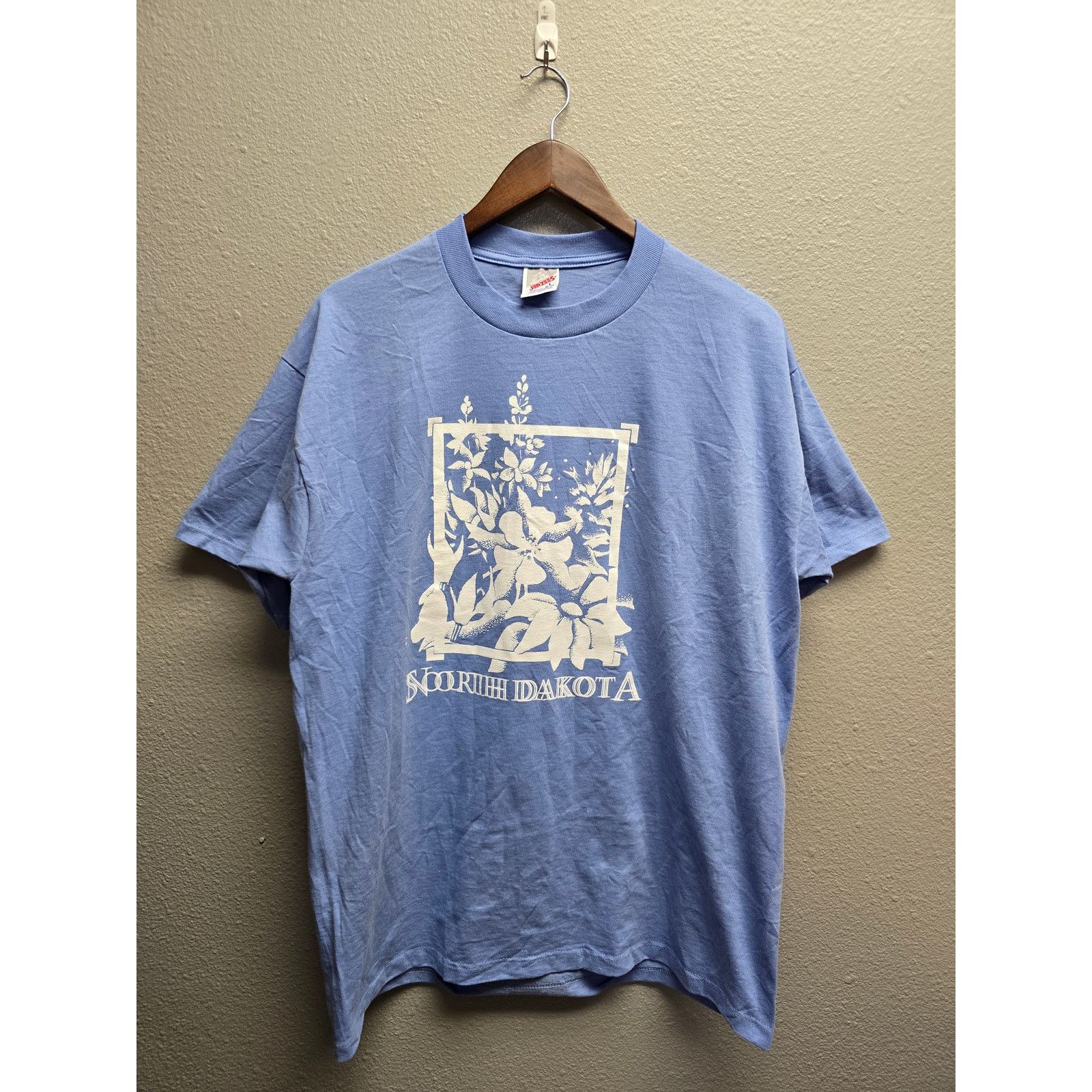 Jerzees × Vintage Vintage North Dakota Shirt Test Print Tee Blue Large Floral Size US L / EU 52-54 / 3 - 1 Thumbnail
