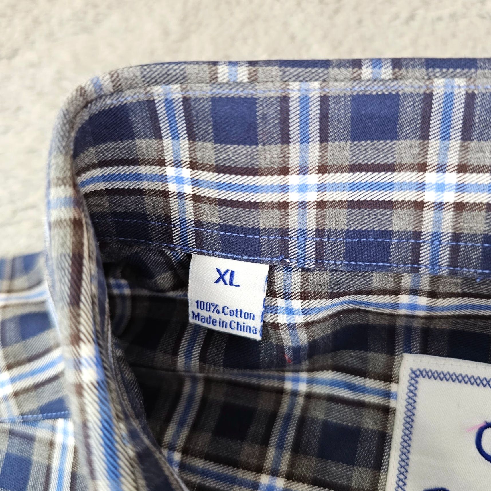 David Donahue David Donahue Dress Shirt Mens XL Blue Check Twill Cotton Long Sleeve Size 46R - 5 Thumbnail