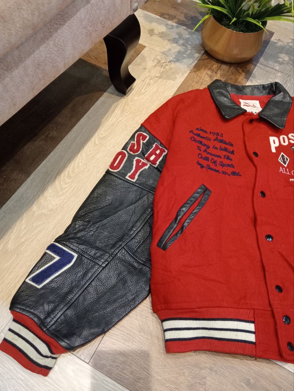 Japanese Brand VINTAGE POSHBOY PATCHES VARSITY JACKET Size US L / EU 52-54 / 3 - 5 Thumbnail