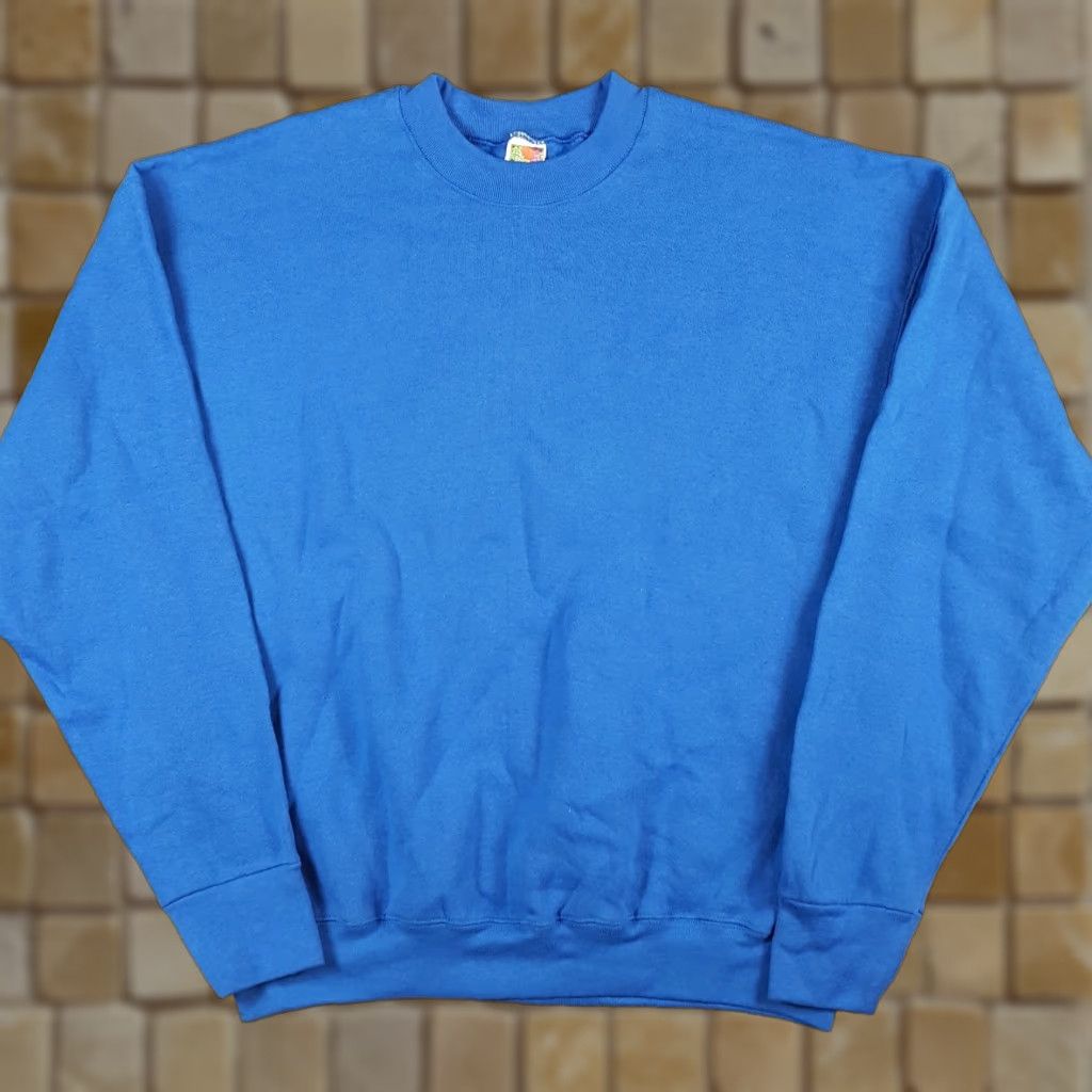 Fruit Of The Loom VINTAGE Royal Blue Pullover Skater Crewneck Size XL Fleece Sweatshirt Size US XL / EU 56 / 4 - 1 Thumbnail